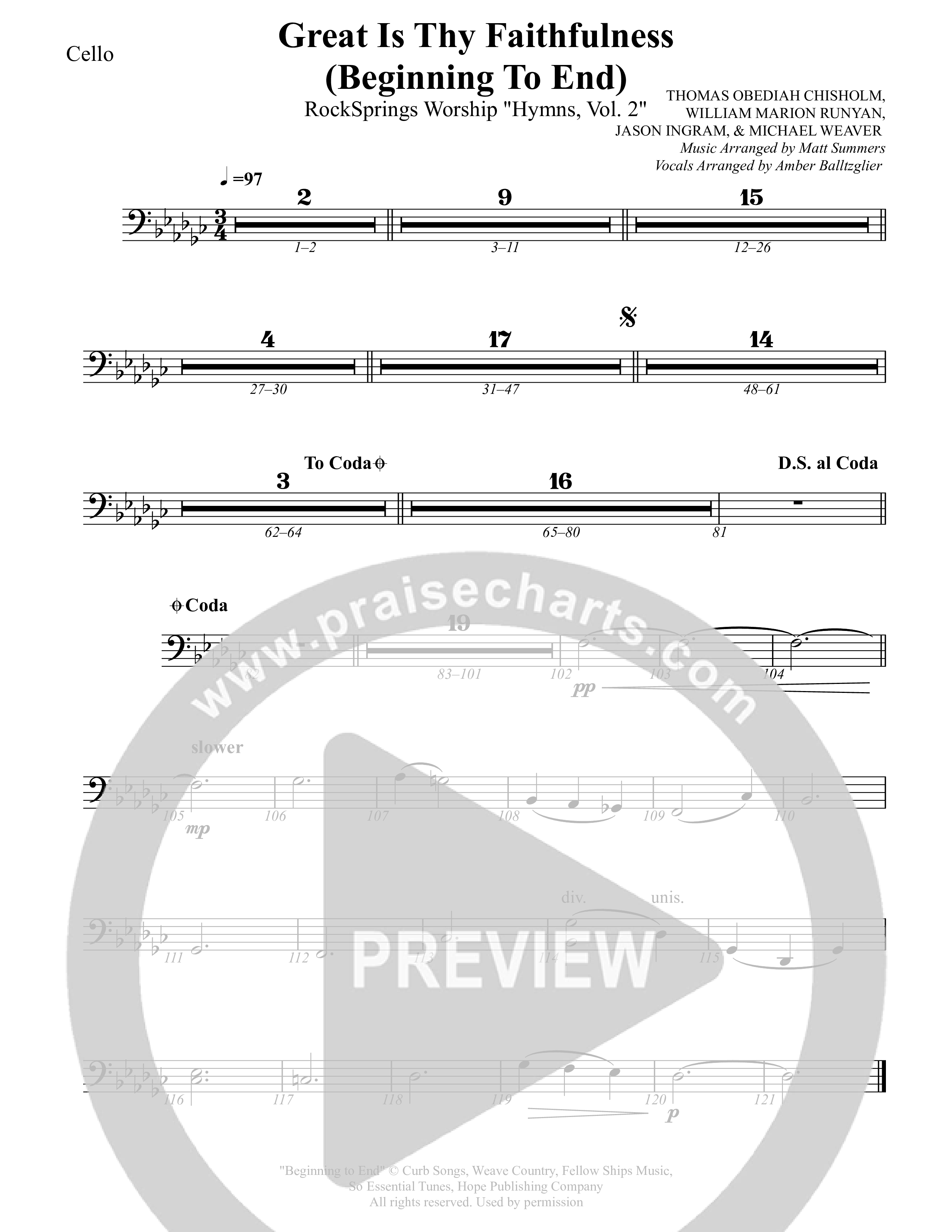 Great Is Thy Faithfulness (Beginning To End) Cello (Rock Springs Worship / Amber Balltzglier / Arr. Matt Summers)