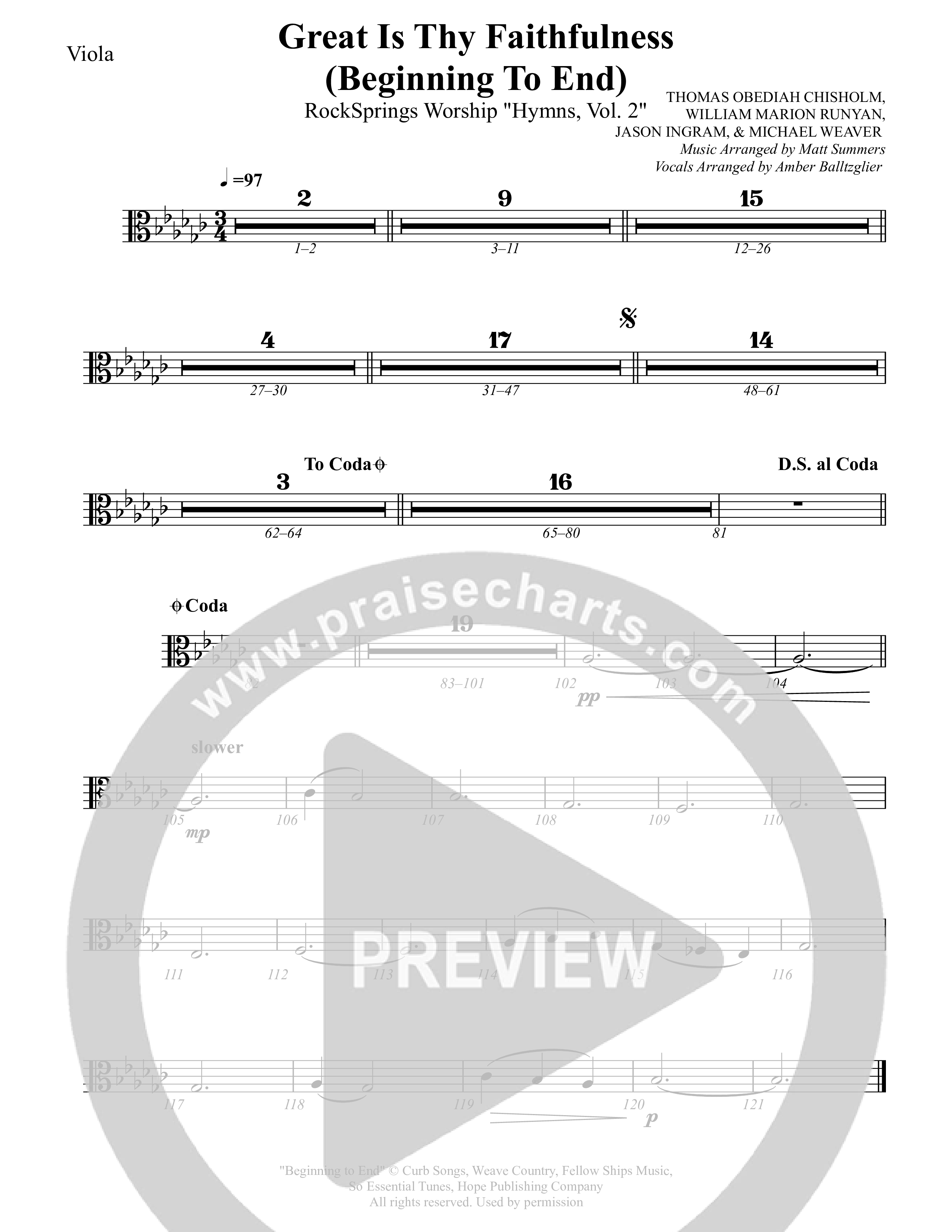 Great Is Thy Faithfulness (Beginning To End) Viola (Rock Springs Worship / Amber Balltzglier / Arr. Matt Summers)