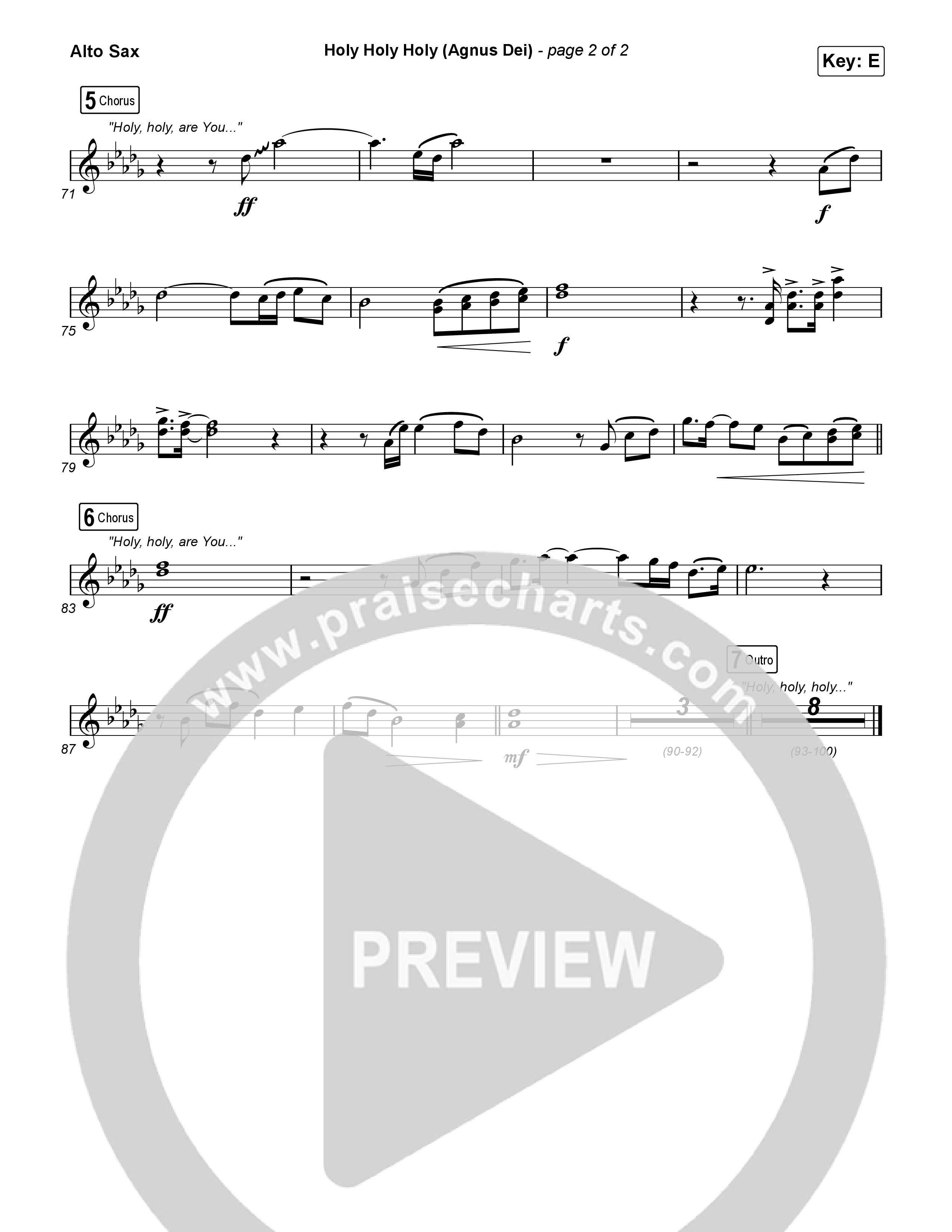 Holy Holy Holy (Agnus Dei) Alto Sax (Rock Springs Worship / Donny Henderson / Laura Schultz / Arr. Matt Summers / Arr. Amber Balltzglier)