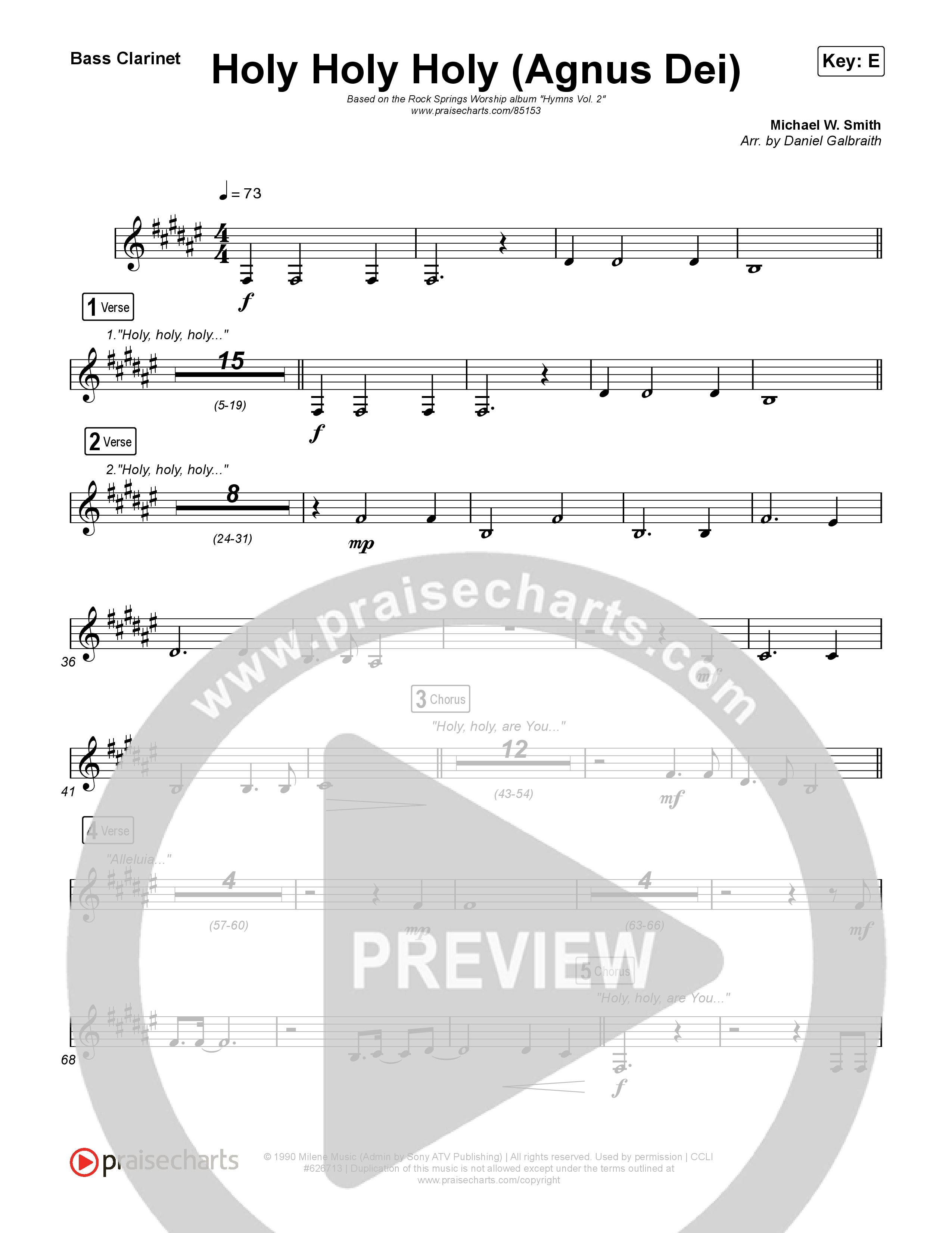 Holy Holy Holy (Agnus Dei) Bass Clarinet (Rock Springs Worship / Donny Henderson / Laura Schultz / Arr. Matt Summers / Arr. Amber Balltzglier)