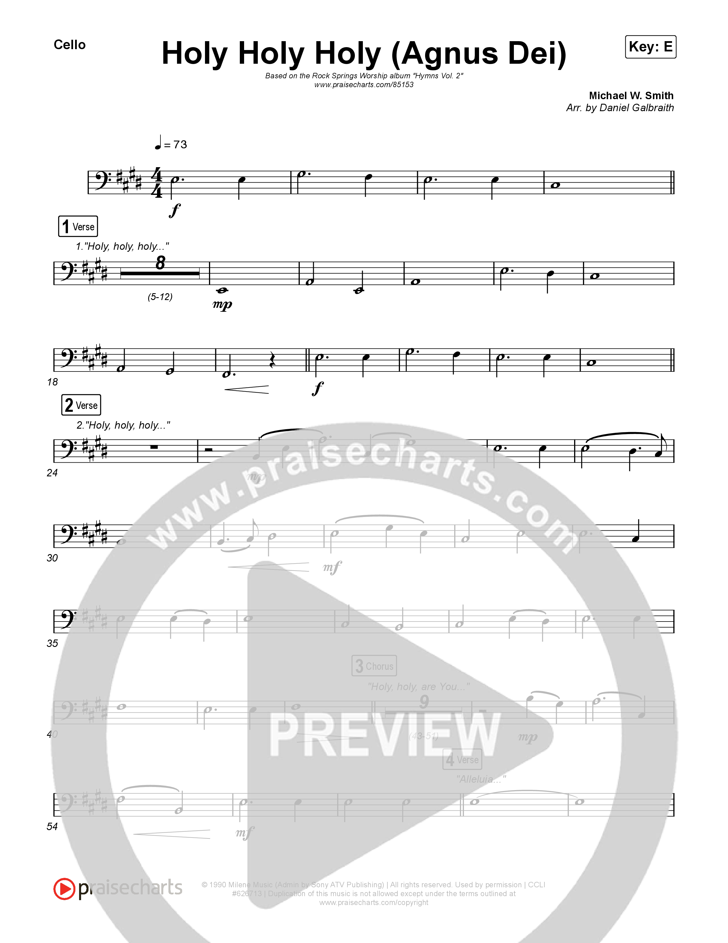 Holy Holy Holy (Agnus Dei) Cello (Rock Springs Worship / Donny Henderson / Laura Schultz / Arr. Matt Summers / Arr. Amber Balltzglier)