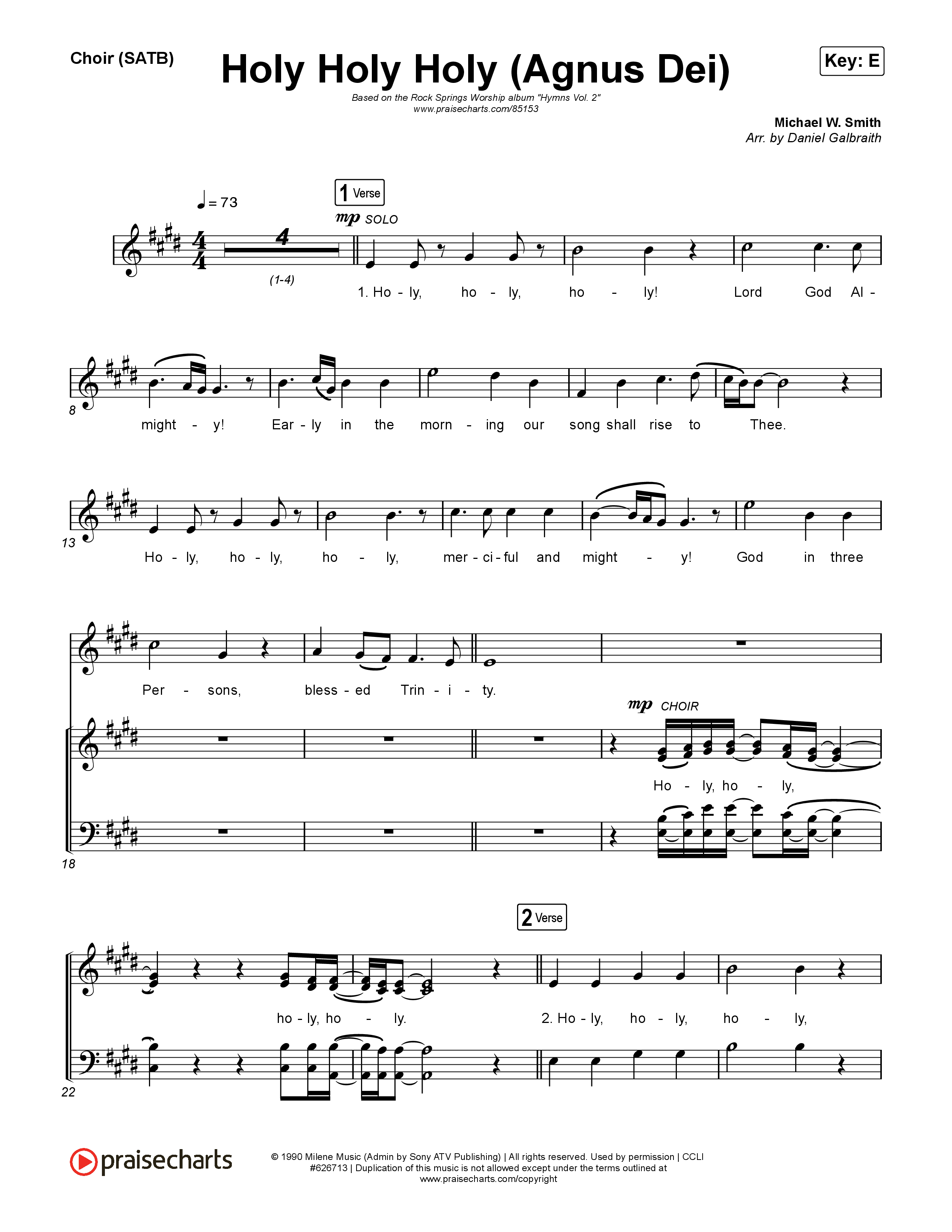 Holy Holy Holy (Agnus Dei) Choir Sheet (SATB) (Rock Springs Worship / Donny Henderson / Laura Schultz / Arr. Matt Summers / Arr. Amber Balltzglier)