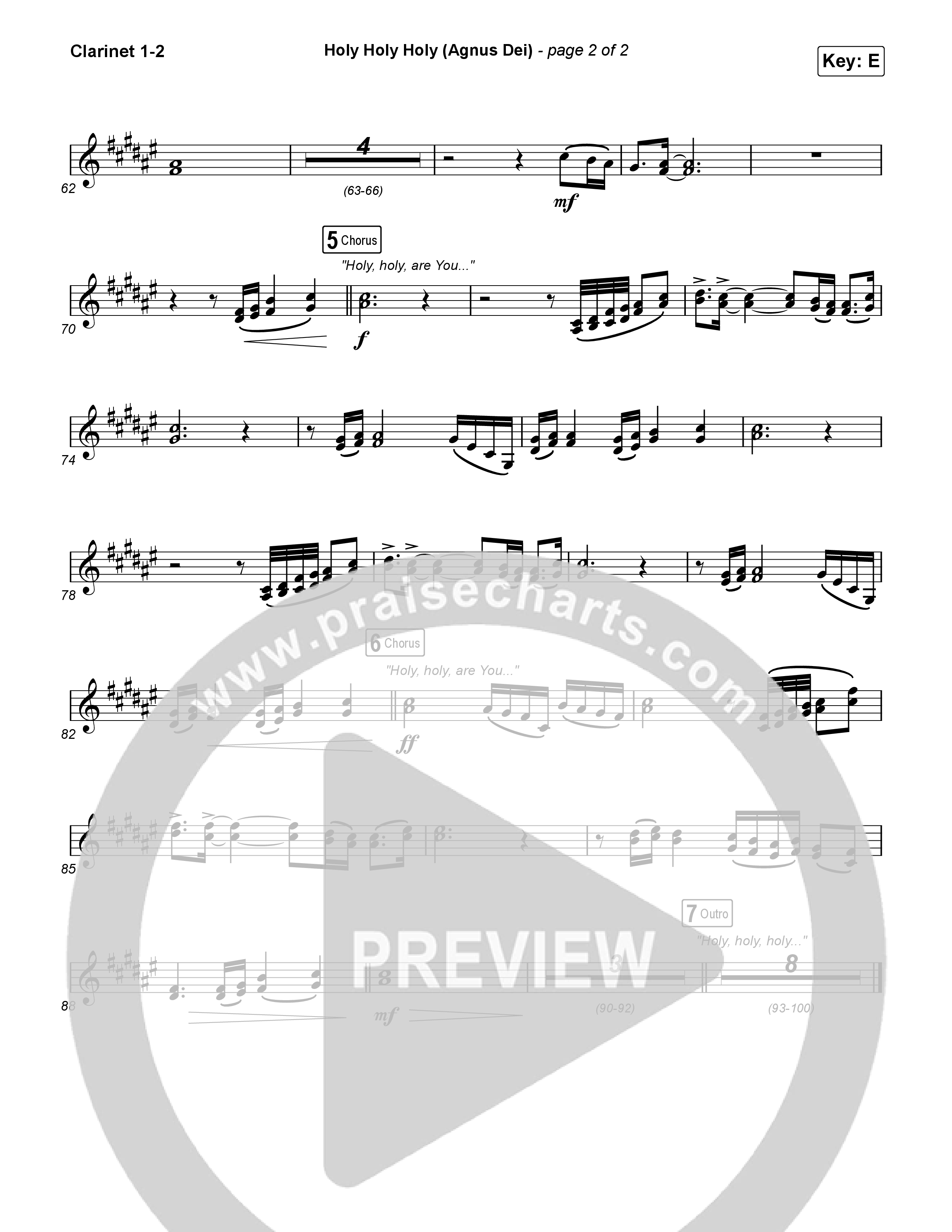Holy Holy Holy (Agnus Dei) Clarinet 1/2 (Rock Springs Worship / Donny Henderson / Laura Schultz / Arr. Matt Summers / Arr. Amber Balltzglier)