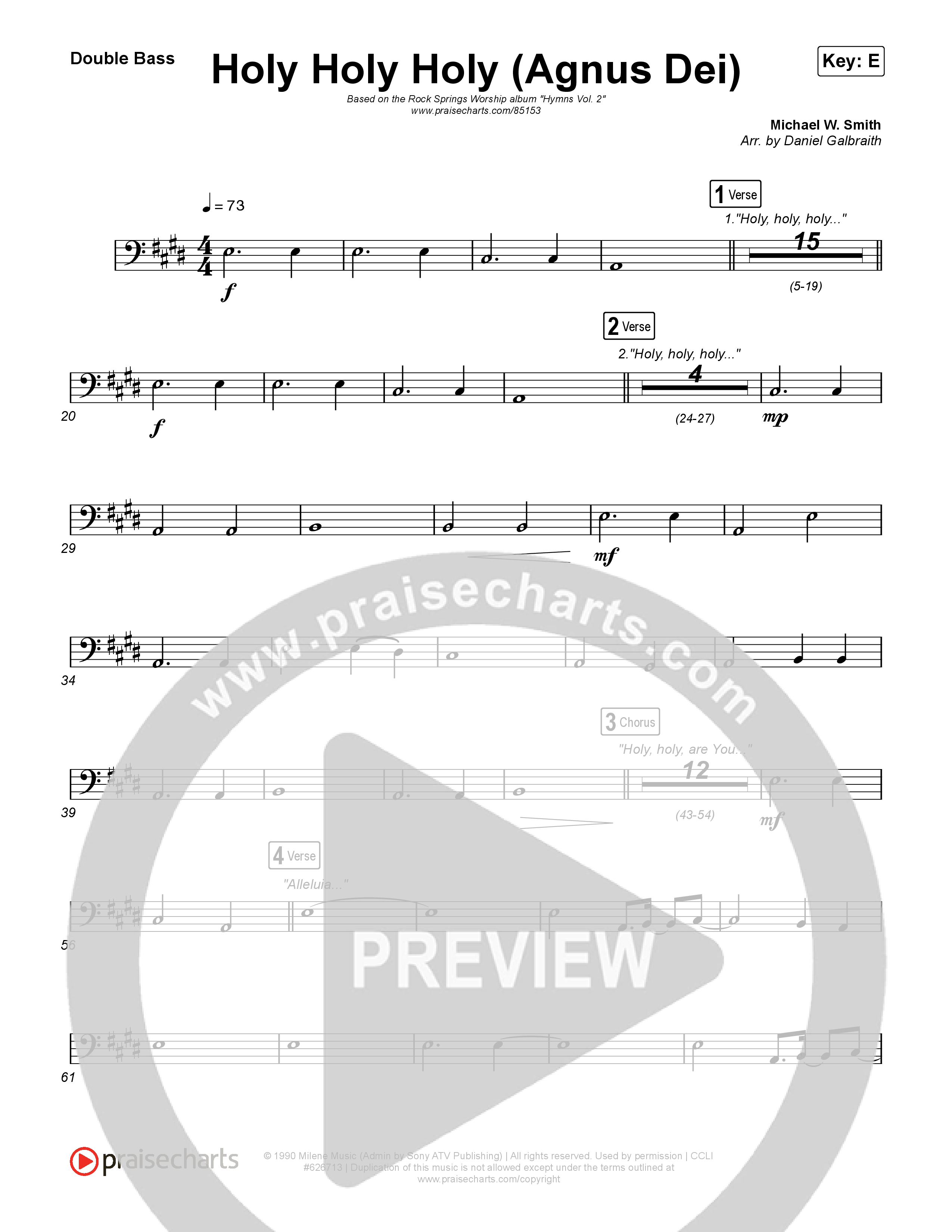 Holy Holy Holy (Agnus Dei) String Bass (Rock Springs Worship / Donny Henderson / Laura Schultz / Arr. Matt Summers / Arr. Amber Balltzglier)