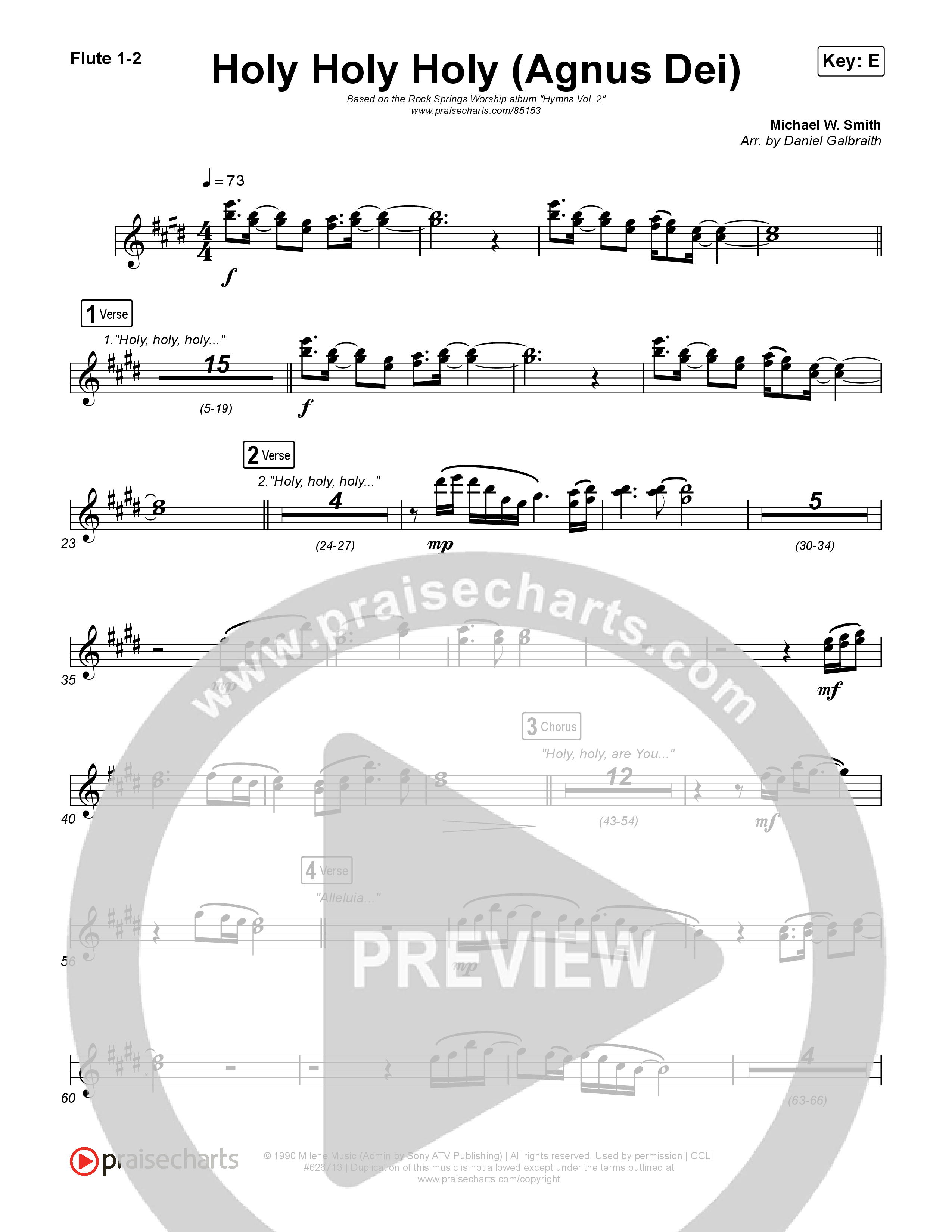 Holy Holy Holy (Agnus Dei) Flute 1,2 (Rock Springs Worship / Donny Henderson / Laura Schultz / Arr. Matt Summers / Arr. Amber Balltzglier)