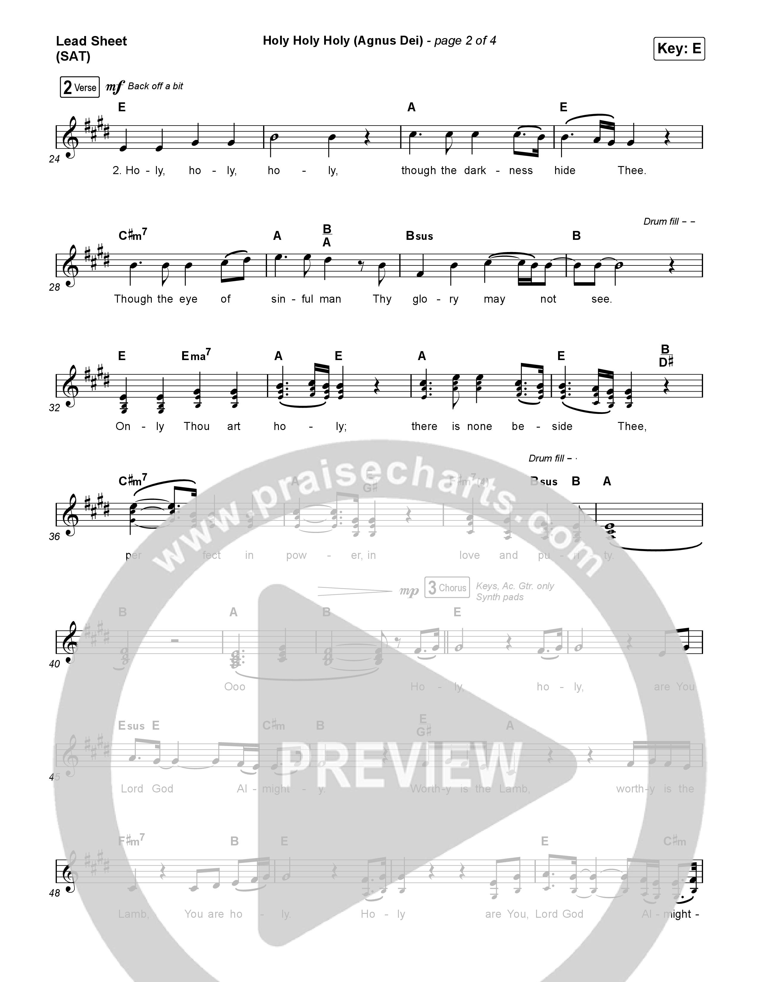 Holy Holy Holy (Agnus Dei) Lead Sheet (SAT) (Rock Springs Worship / Donny Henderson / Laura Schultz / Arr. Matt Summers / Arr. Amber Balltzglier)