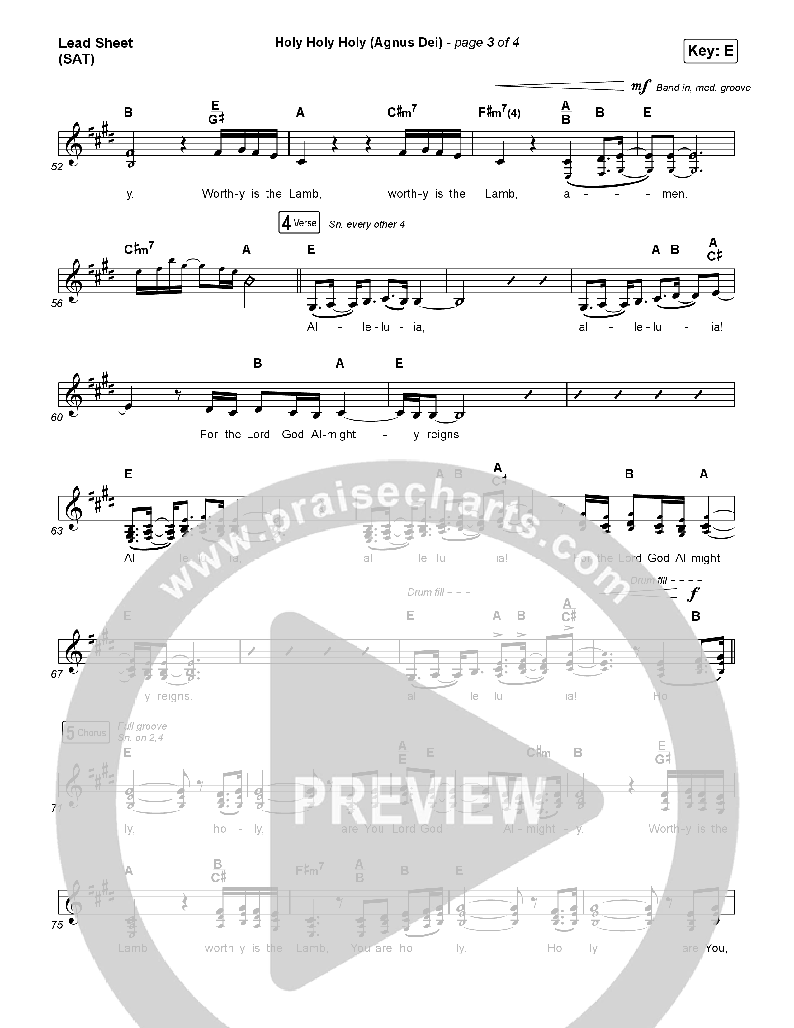 Holy Holy Holy (Agnus Dei) Lead Sheet (SAT) (Rock Springs Worship / Donny Henderson / Laura Schultz / Arr. Matt Summers / Arr. Amber Balltzglier)