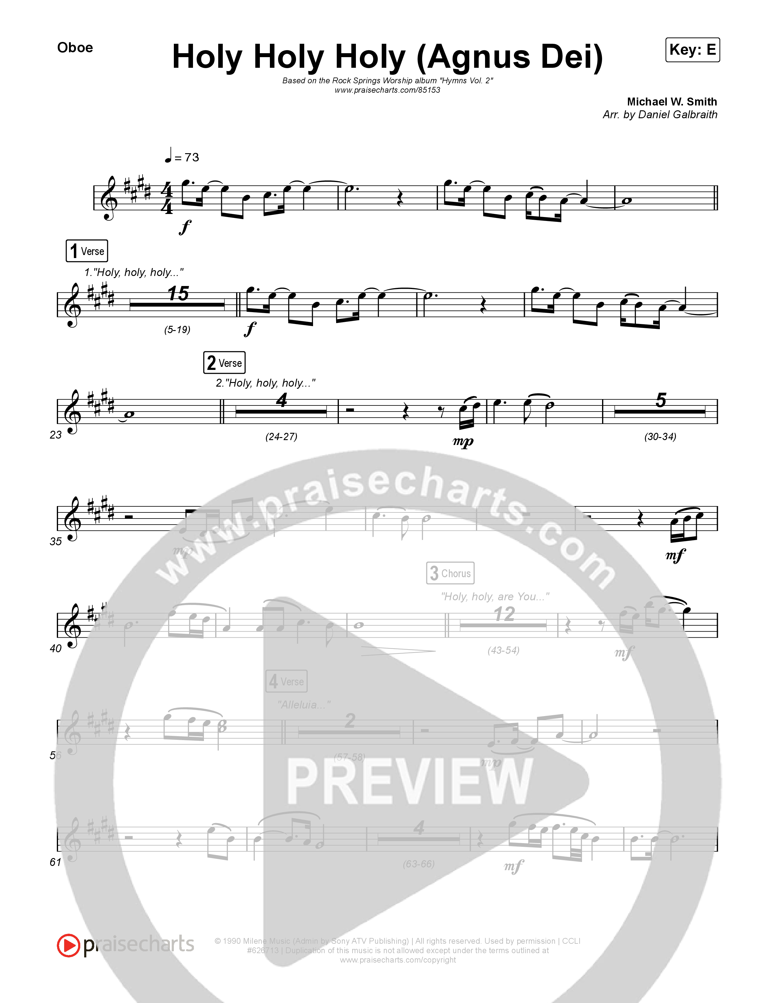 Holy Holy Holy (Agnus Dei) Oboe (Rock Springs Worship / Donny Henderson / Laura Schultz / Arr. Matt Summers / Arr. Amber Balltzglier)