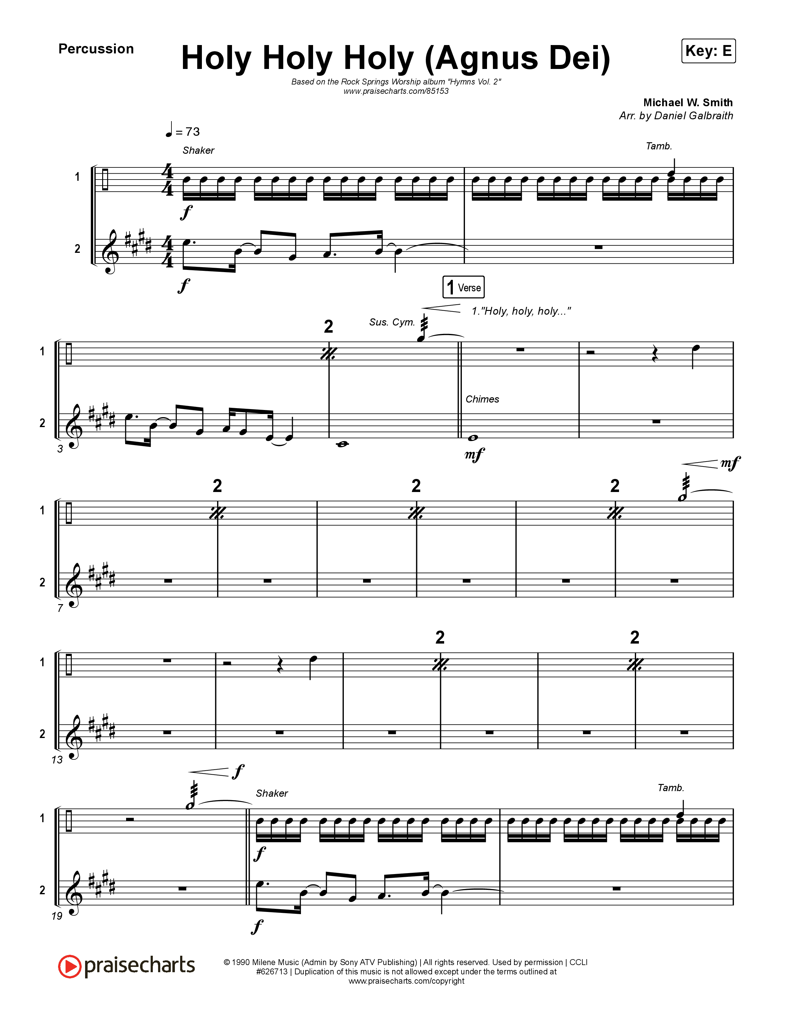 Holy Holy Holy (Agnus Dei) Percussion (Rock Springs Worship / Donny Henderson / Laura Schultz / Arr. Matt Summers / Arr. Amber Balltzglier)