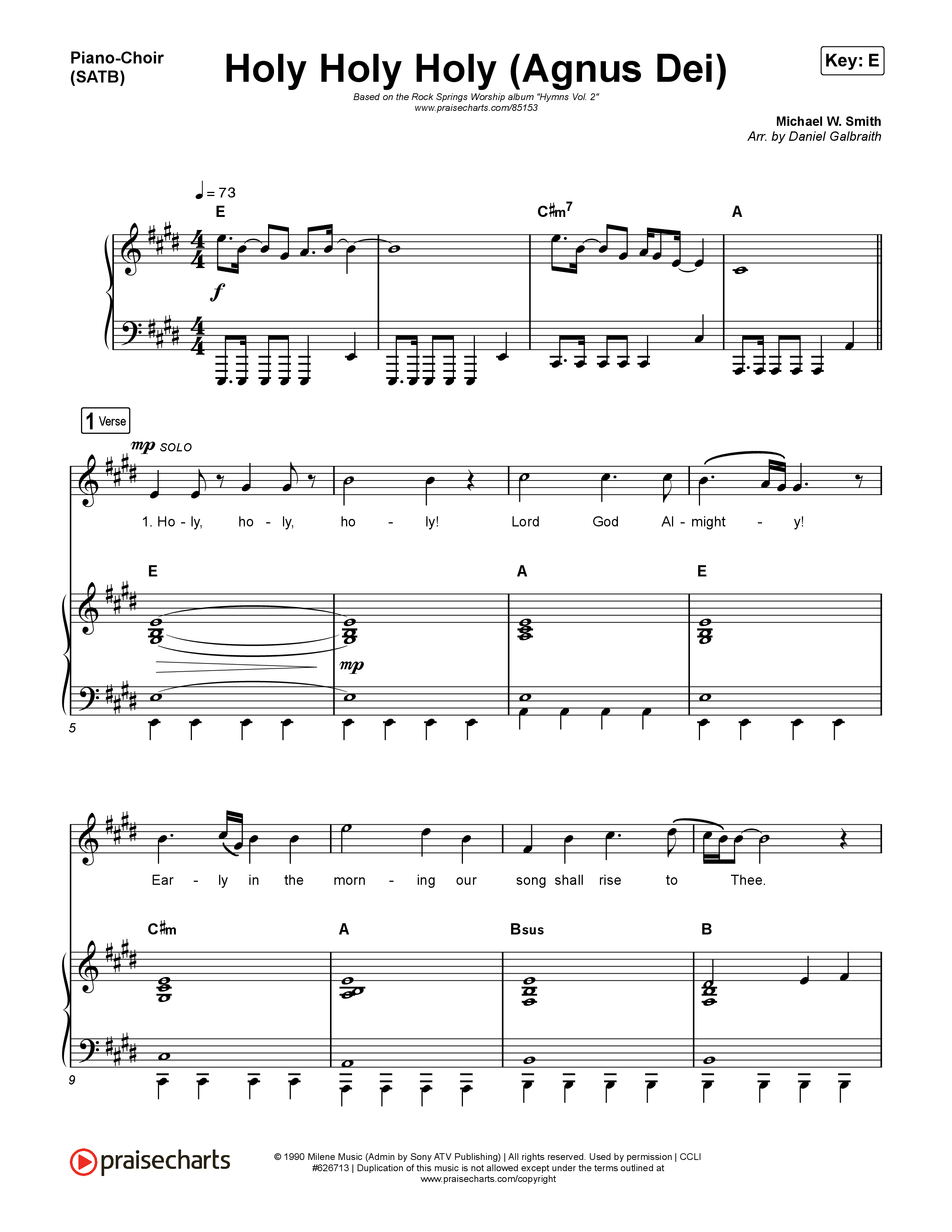 Holy Holy Holy (Agnus Dei) Piano/Vocal Pack (Rock Springs Worship / Donny Henderson / Laura Schultz / Arr. Matt Summers / Arr. Amber Balltzglier)