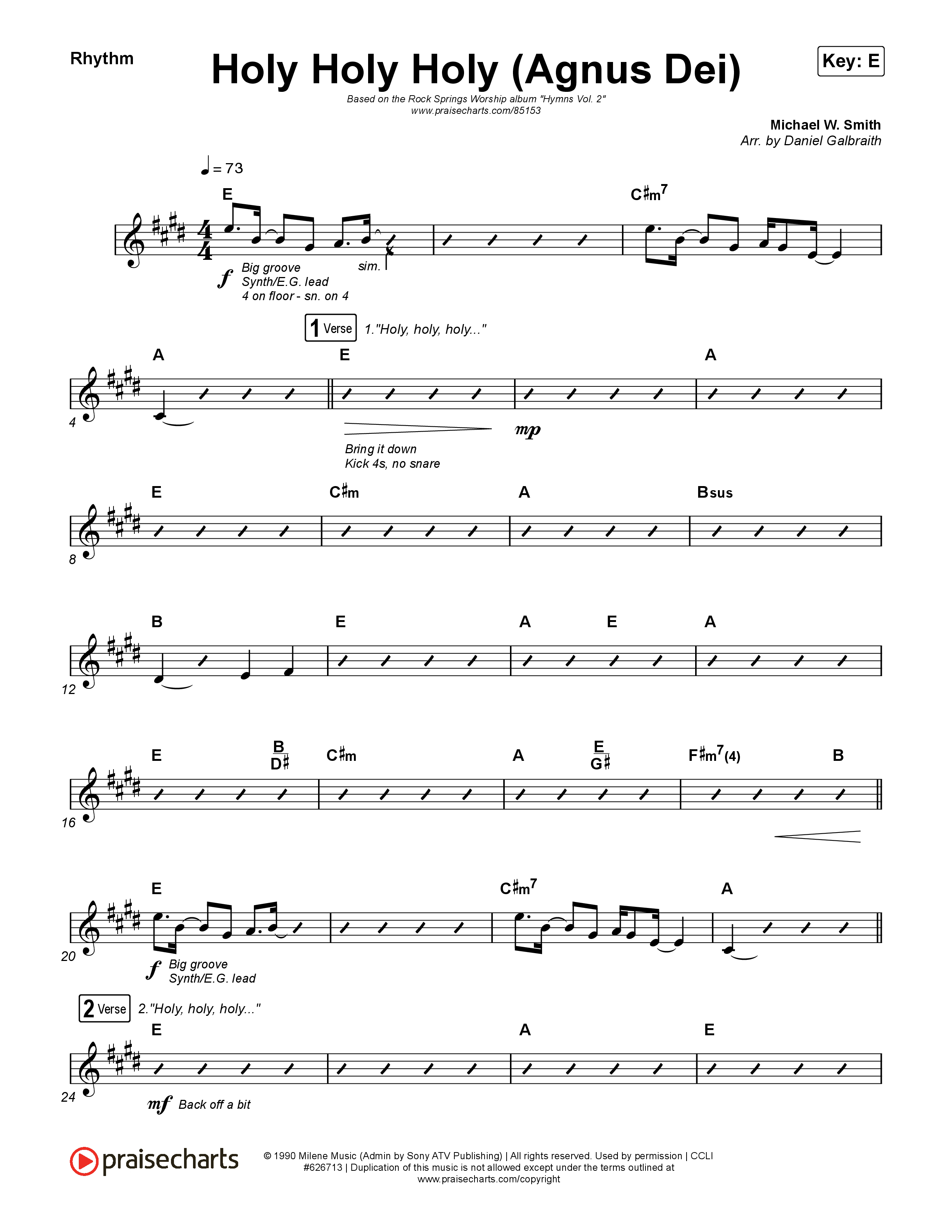 Holy Holy Holy (Agnus Dei) Rhythm Chart (Rock Springs Worship / Donny Henderson / Laura Schultz / Arr. Matt Summers / Arr. Amber Balltzglier)