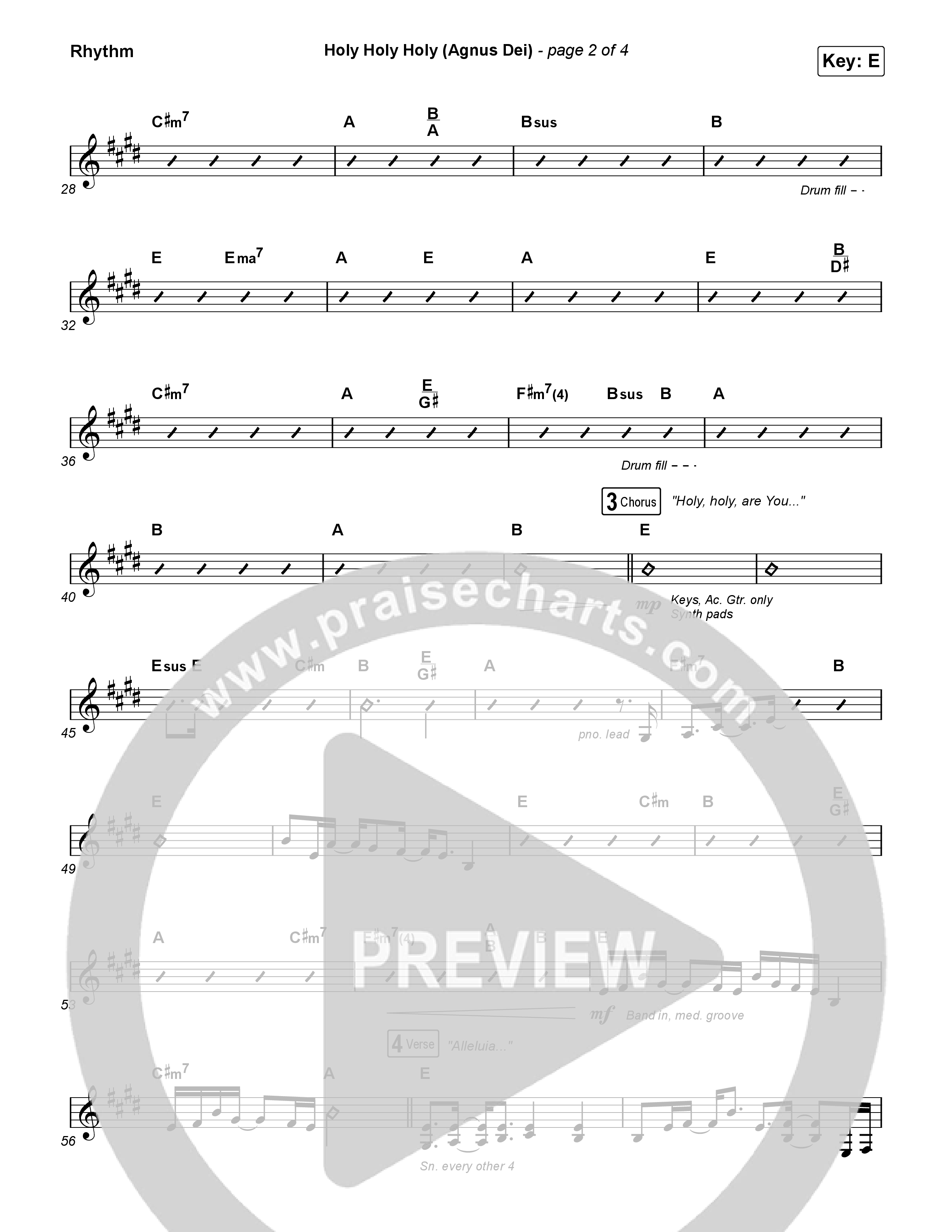 Holy Holy Holy (Agnus Dei) Rhythm Chart (Rock Springs Worship / Donny Henderson / Laura Schultz / Arr. Matt Summers / Arr. Amber Balltzglier)