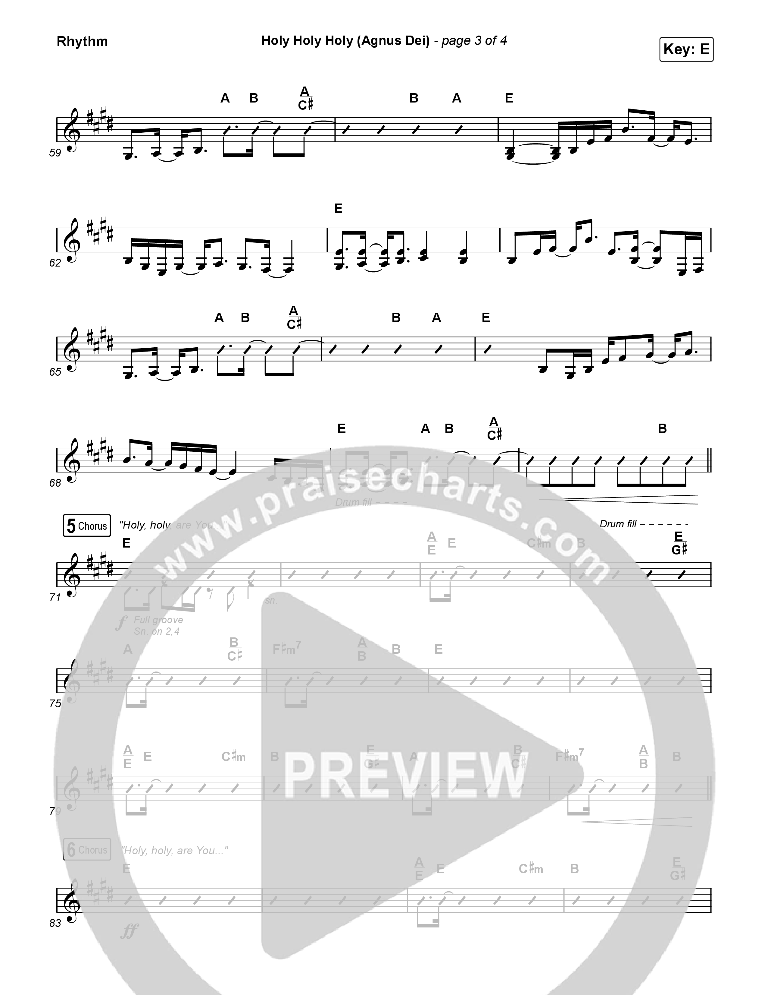 Holy Holy Holy (Agnus Dei) Rhythm Chart (Rock Springs Worship / Donny Henderson / Laura Schultz / Arr. Matt Summers / Arr. Amber Balltzglier)