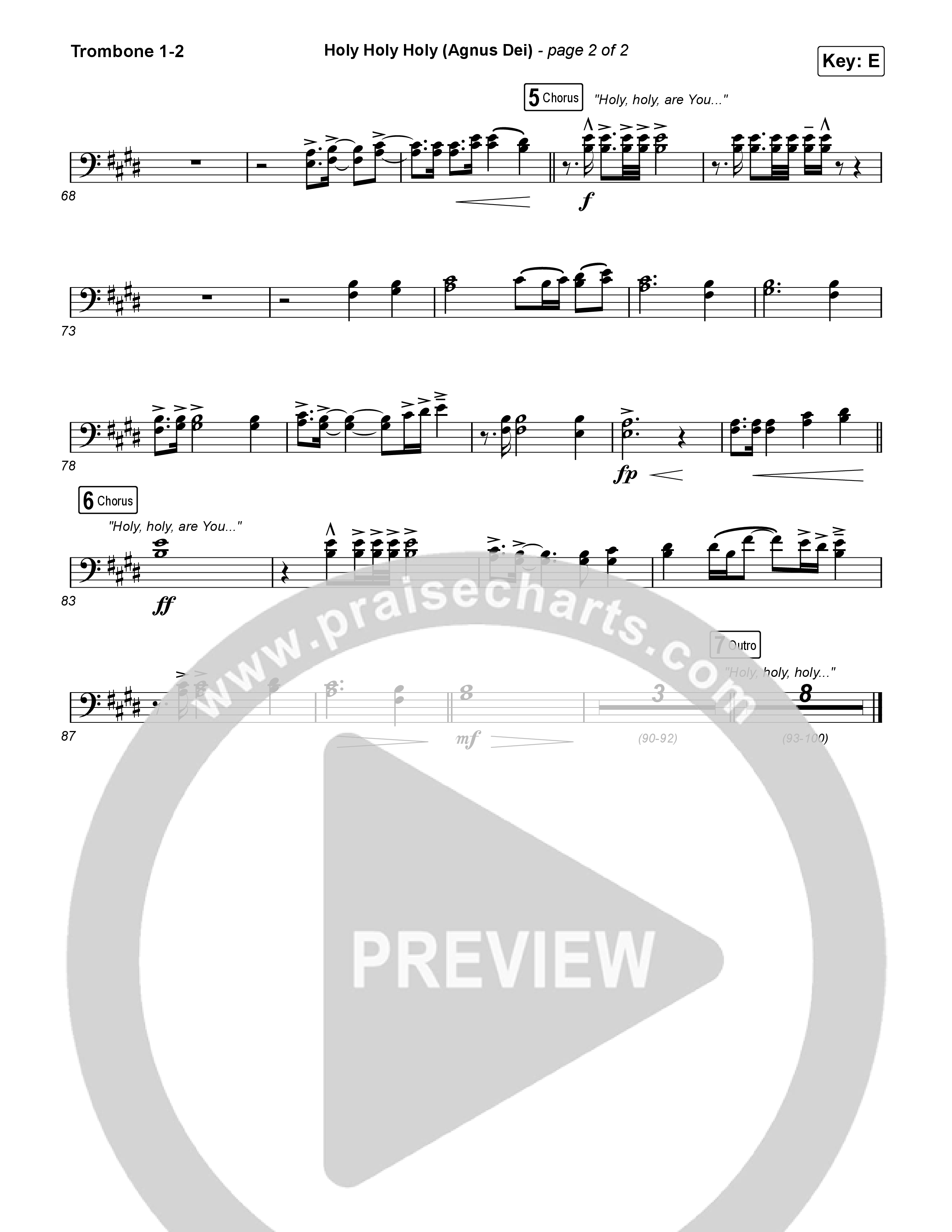 Holy Holy Holy (Agnus Dei) Trombone 1,2 (Rock Springs Worship / Donny Henderson / Laura Schultz / Arr. Matt Summers / Arr. Amber Balltzglier)