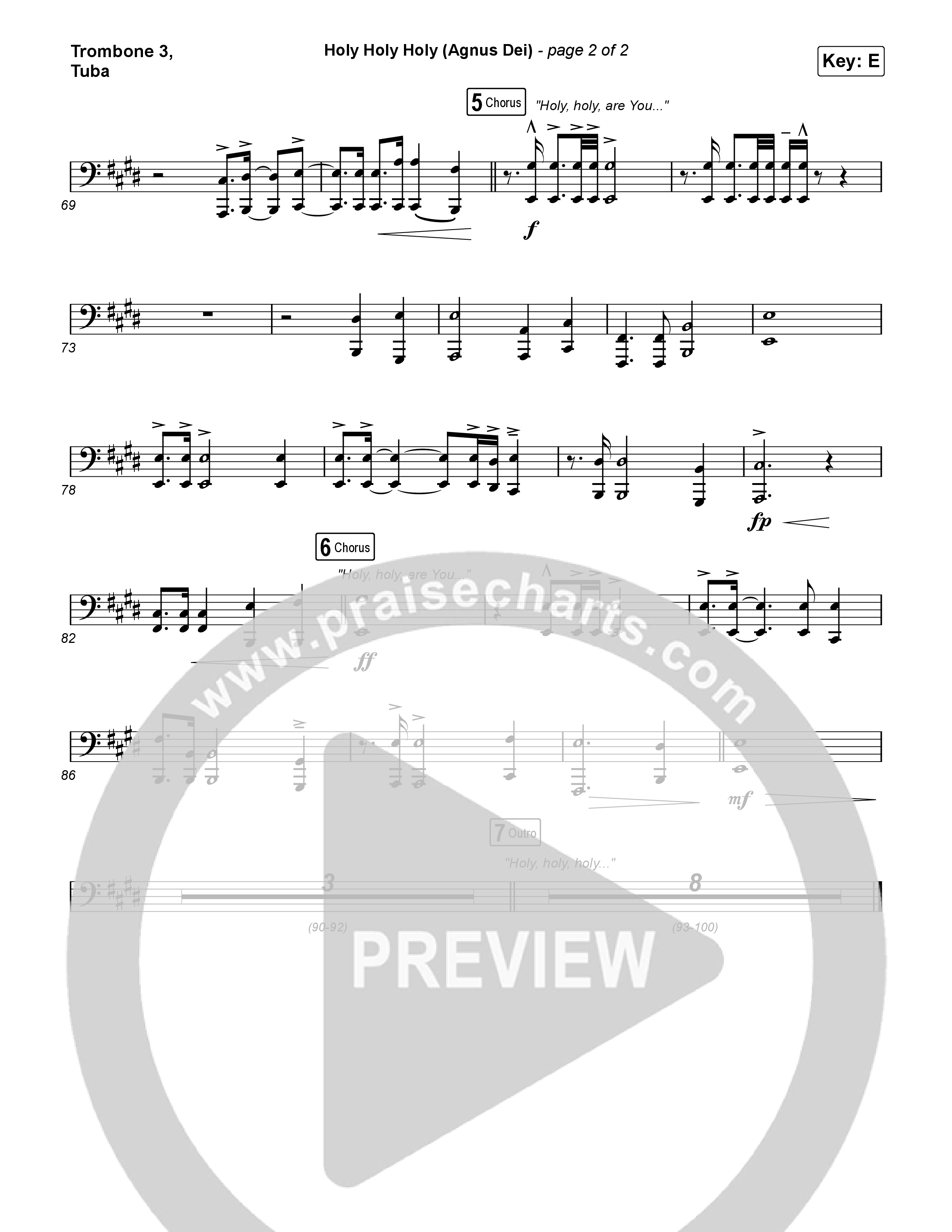 Holy Holy Holy (Agnus Dei) Trombone 3/Tuba (Rock Springs Worship / Donny Henderson / Laura Schultz / Arr. Matt Summers / Arr. Amber Balltzglier)