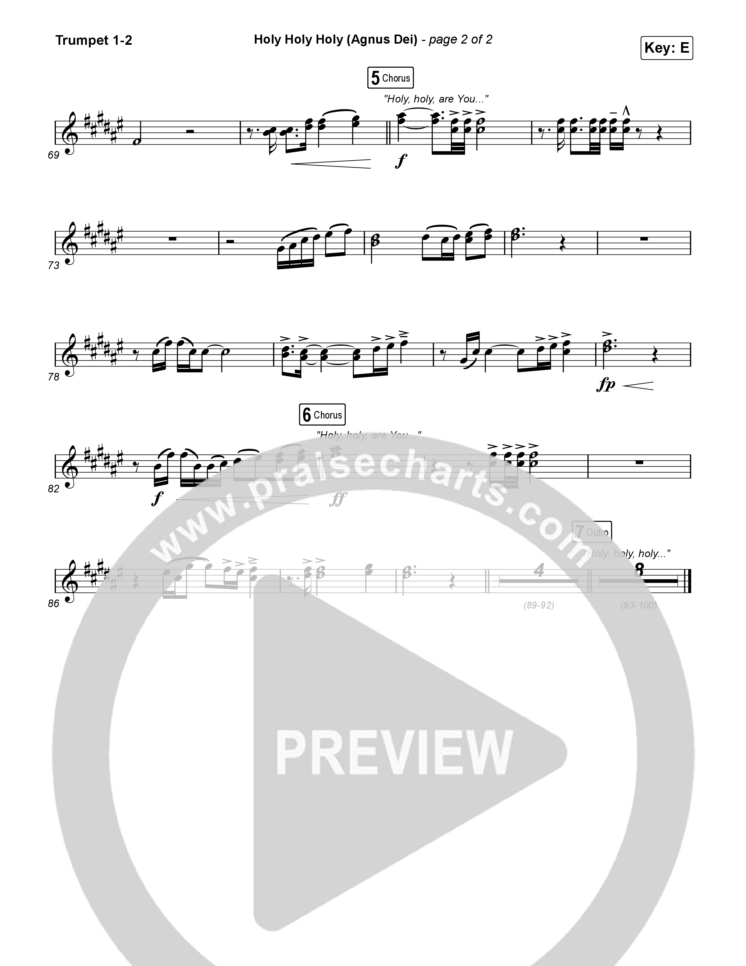 Holy Holy Holy (Agnus Dei) Trumpet 1,2 (Rock Springs Worship / Donny Henderson / Laura Schultz / Arr. Matt Summers / Arr. Amber Balltzglier)