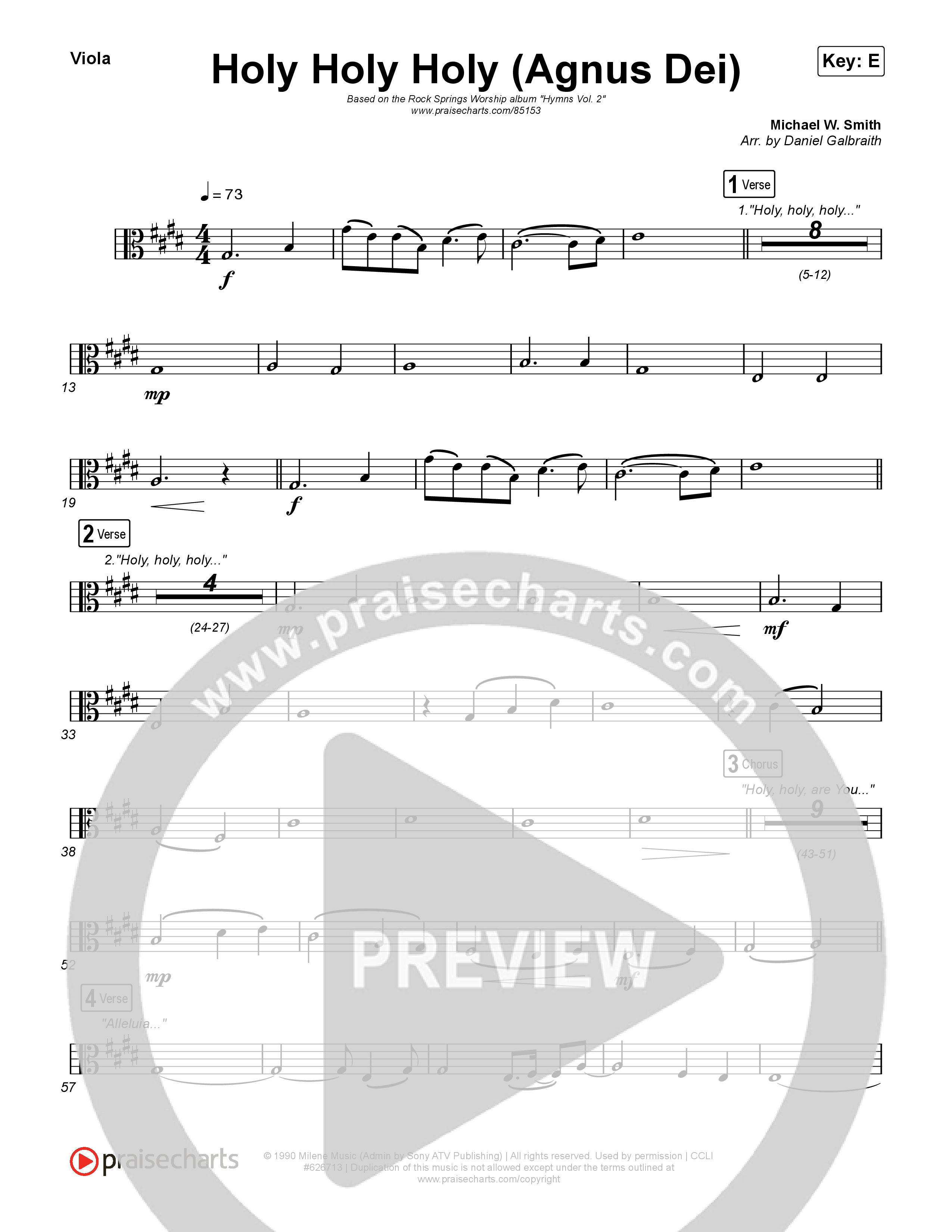 Holy Holy Holy (Agnus Dei) Viola (Rock Springs Worship / Donny Henderson / Laura Schultz / Arr. Matt Summers / Arr. Amber Balltzglier)