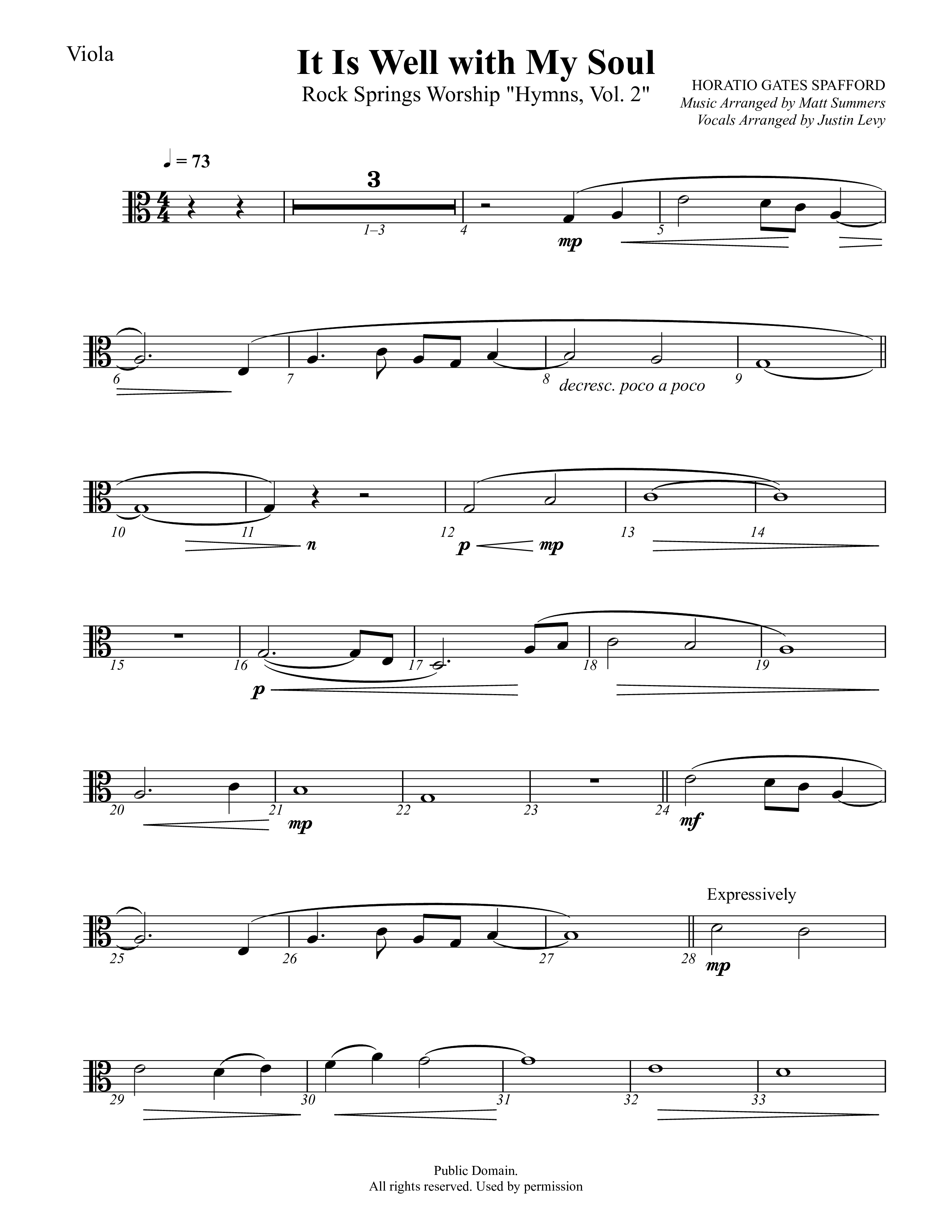 It Is Well With My Soul Viola (Rock Springs Worship / TaRanda Greene / Arr. Matt Summers / Arr. Justin Levy)