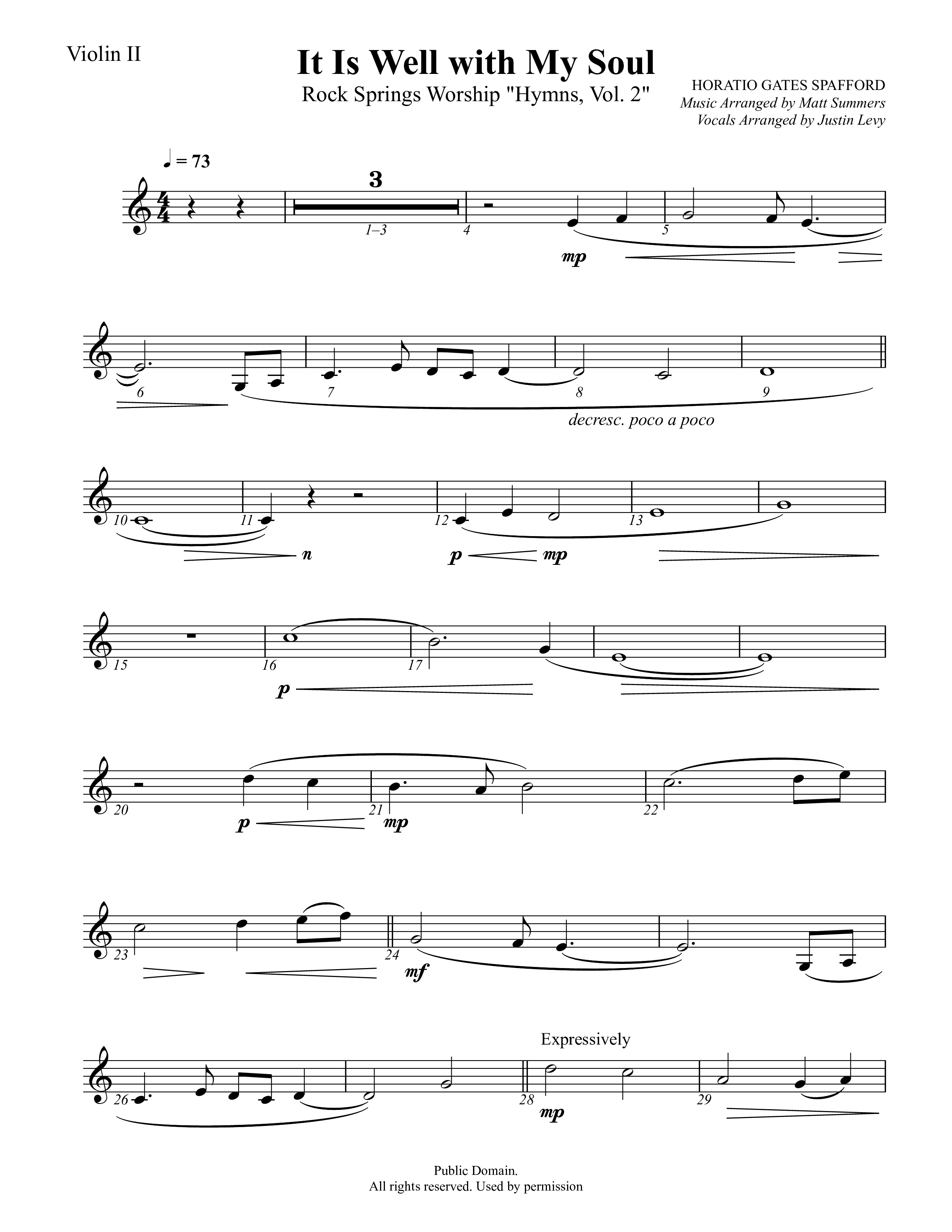 It Is Well With My Soul Violin 2 (Rock Springs Worship / TaRanda Greene / Arr. Matt Summers / Arr. Justin Levy)