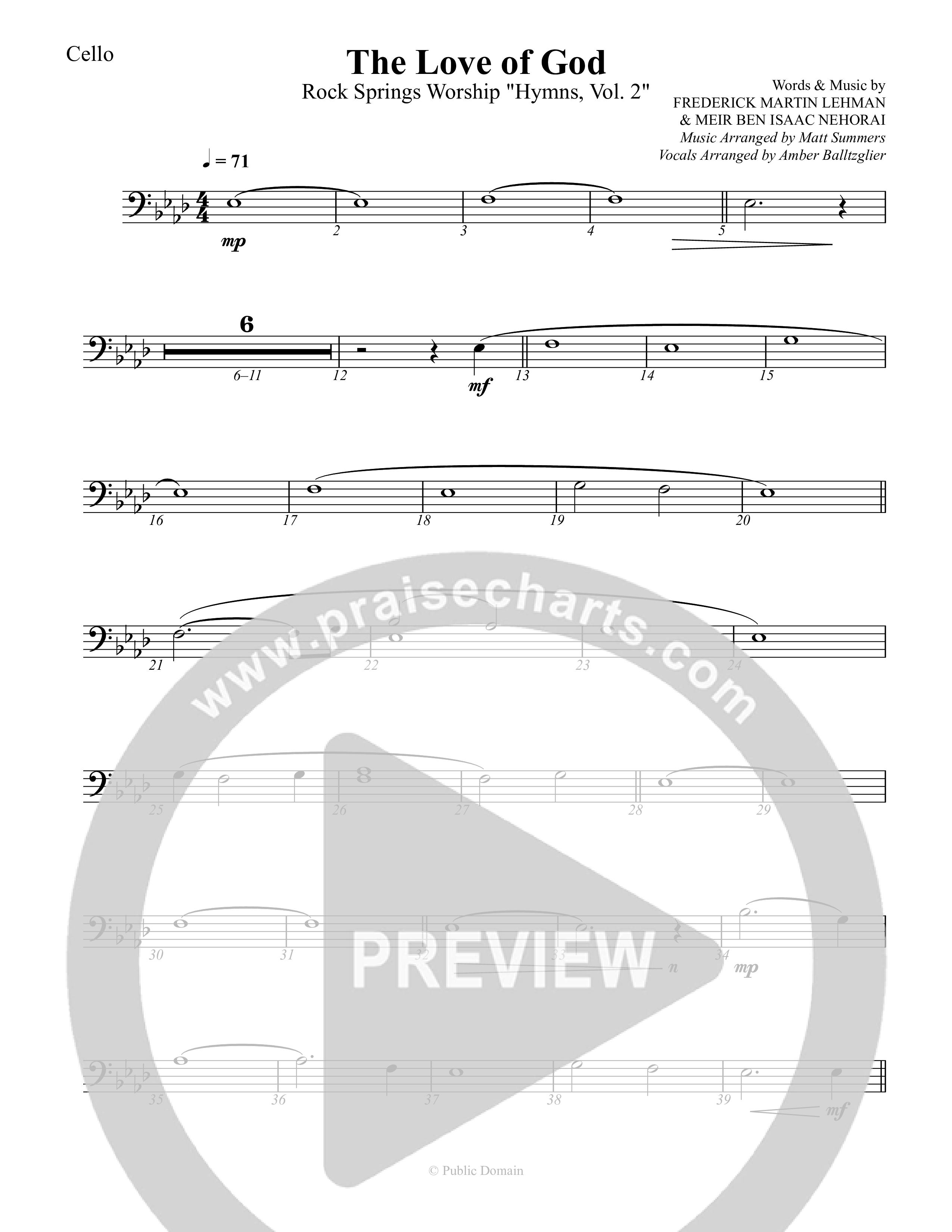 The Love Of God Cello (Rock Springs Worship / Emma Heil / Arr. Matt Summers / Arr. Amber Balltzglier)
