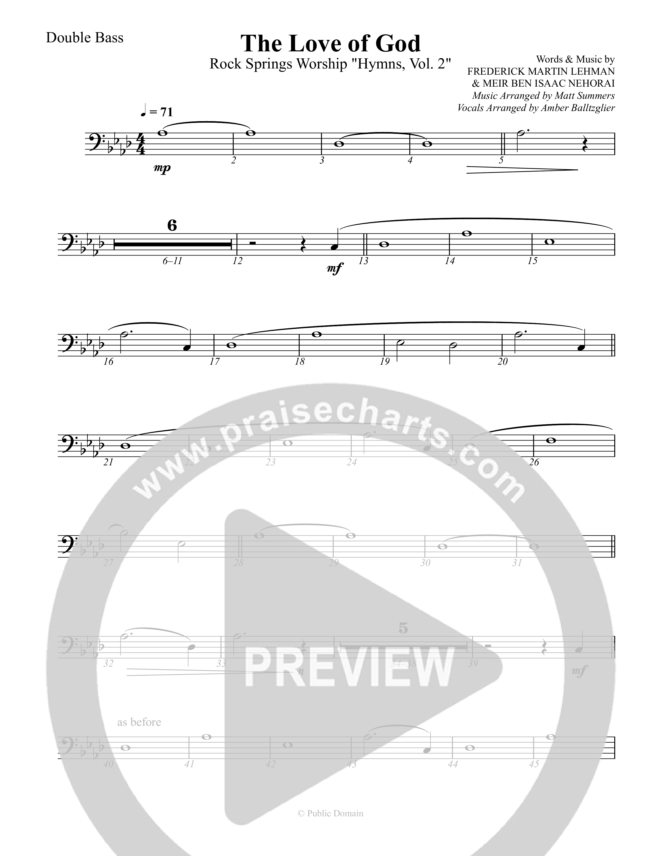 The Love Of God String Bass (Rock Springs Worship / Emma Heil / Arr. Matt Summers / Arr. Amber Balltzglier)