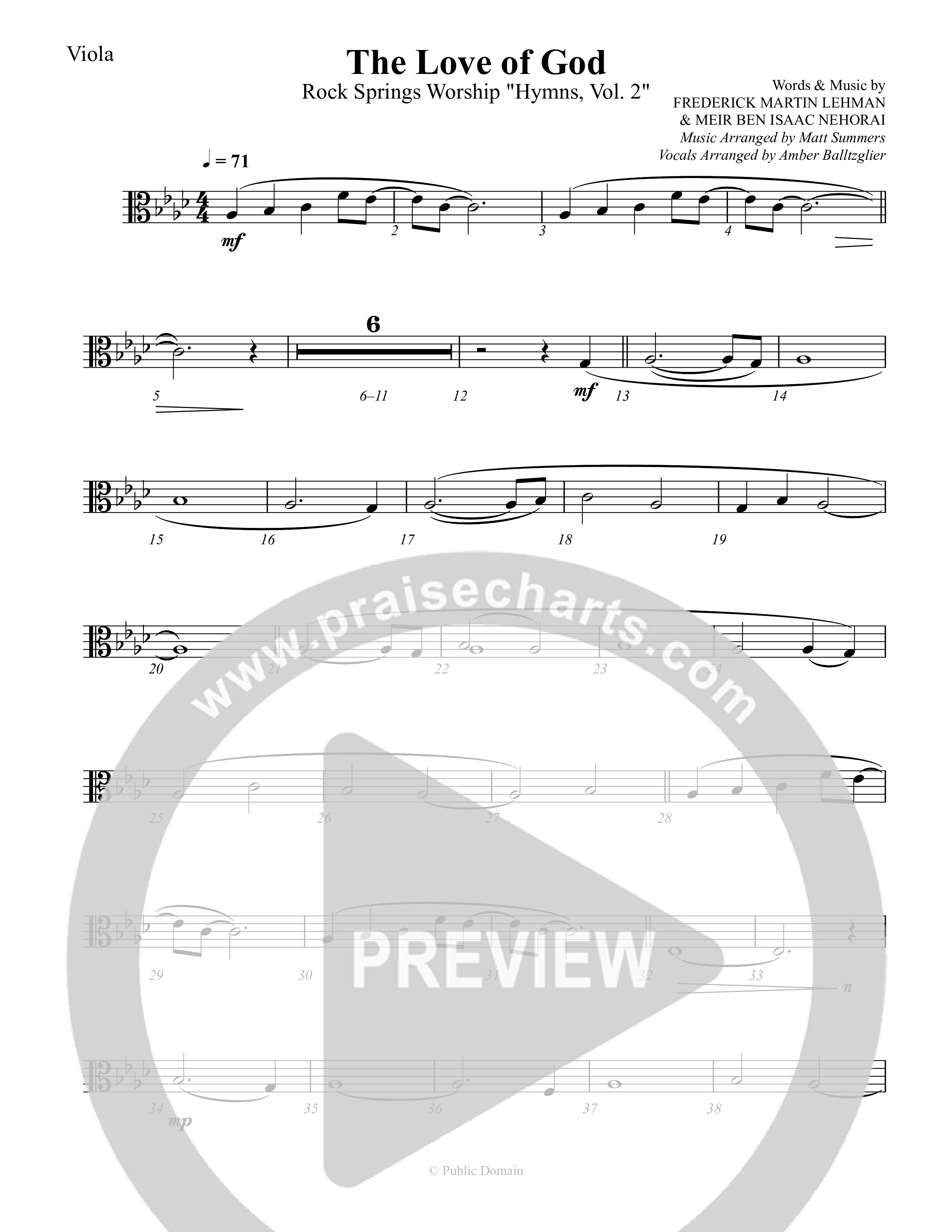 The Love Of God Viola (Rock Springs Worship / Emma Heil / Arr. Matt Summers / Arr. Amber Balltzglier)