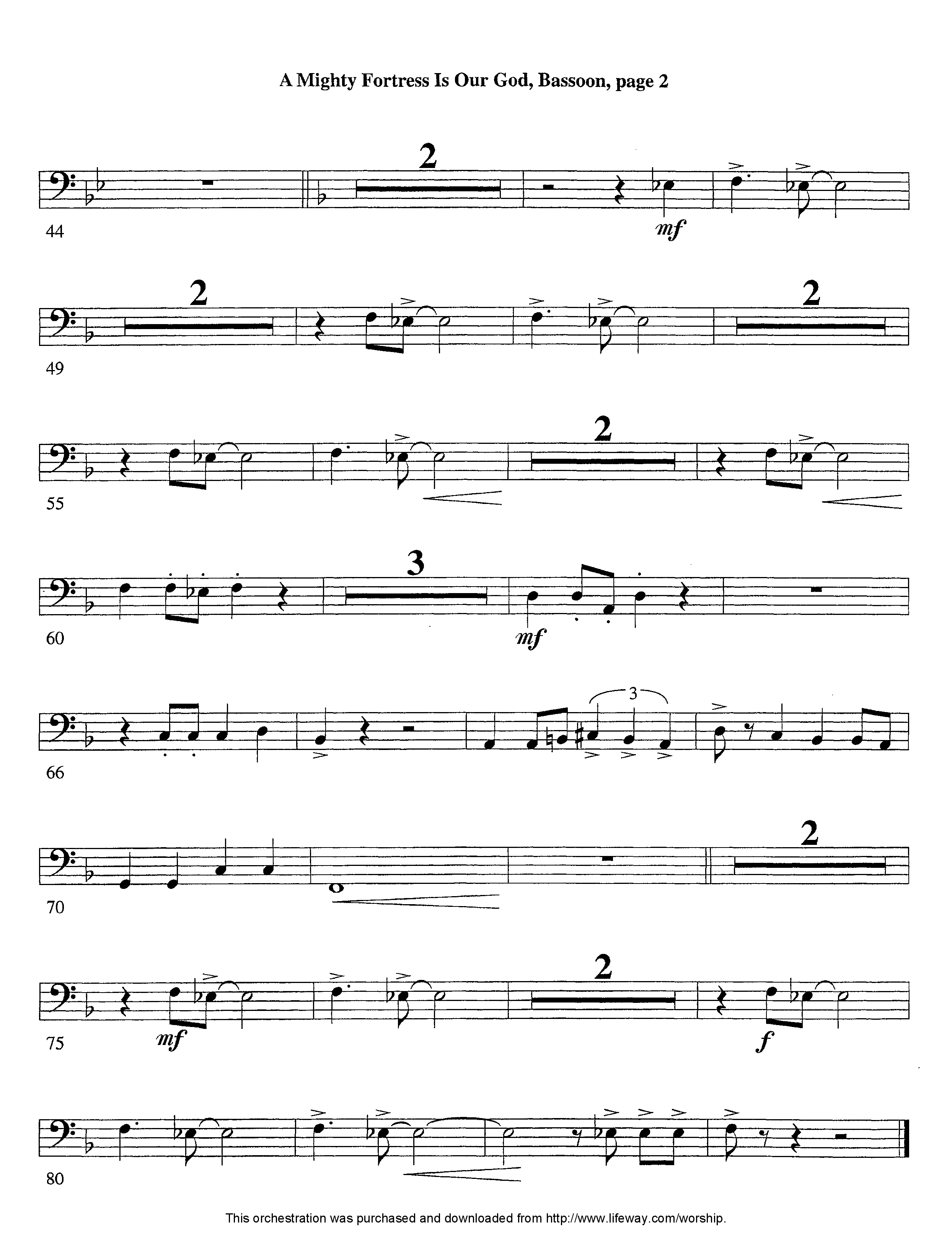 A Mighty Fortress Is Our God (Instrumental) Bassoon (Lifeway Worship / Arr. Tom Payne / Arr. Jeff Cranfill)