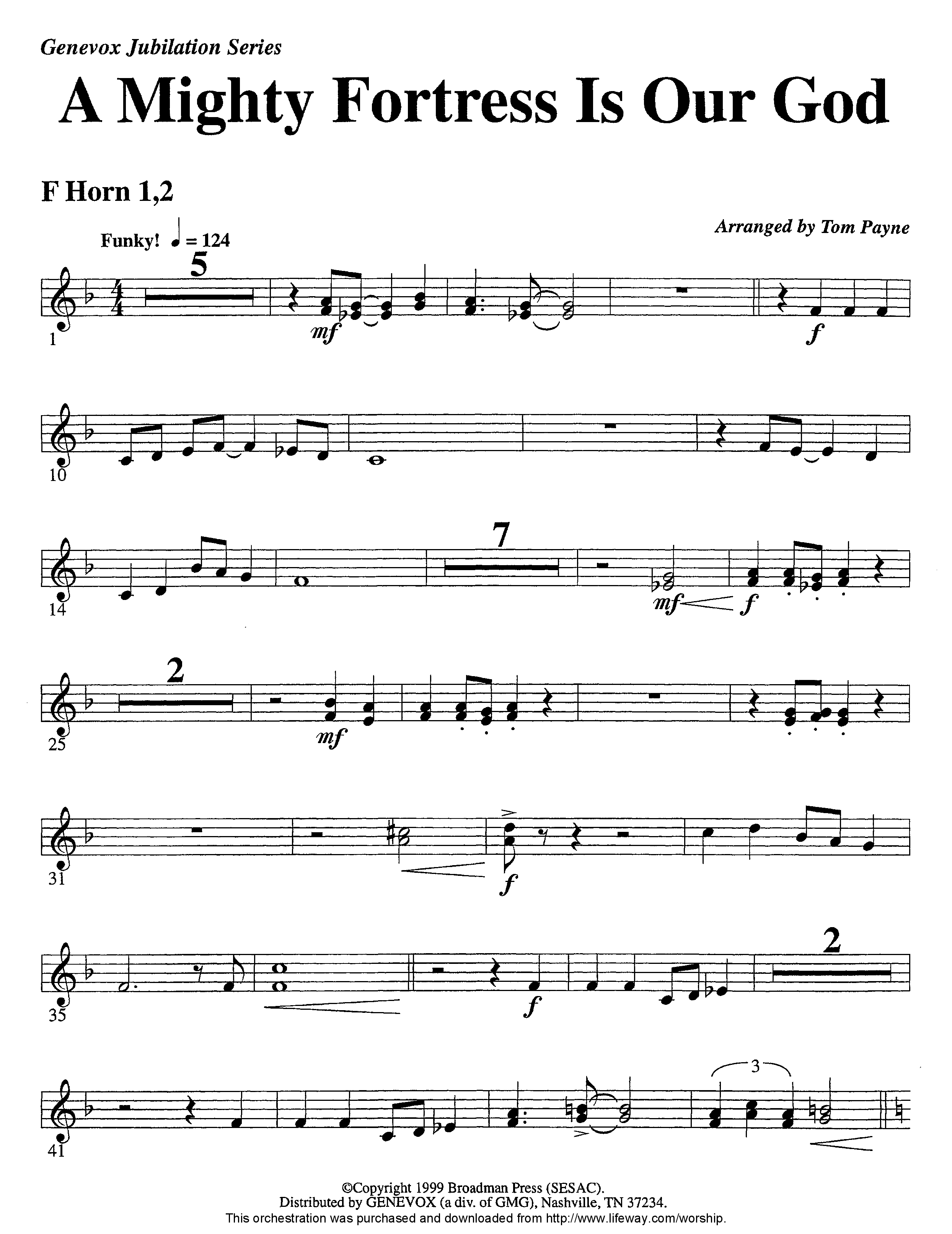 A Mighty Fortress Is Our God (Instrumental) French Horn 1/2 (Lifeway Worship / Arr. Tom Payne / Arr. Jeff Cranfill)