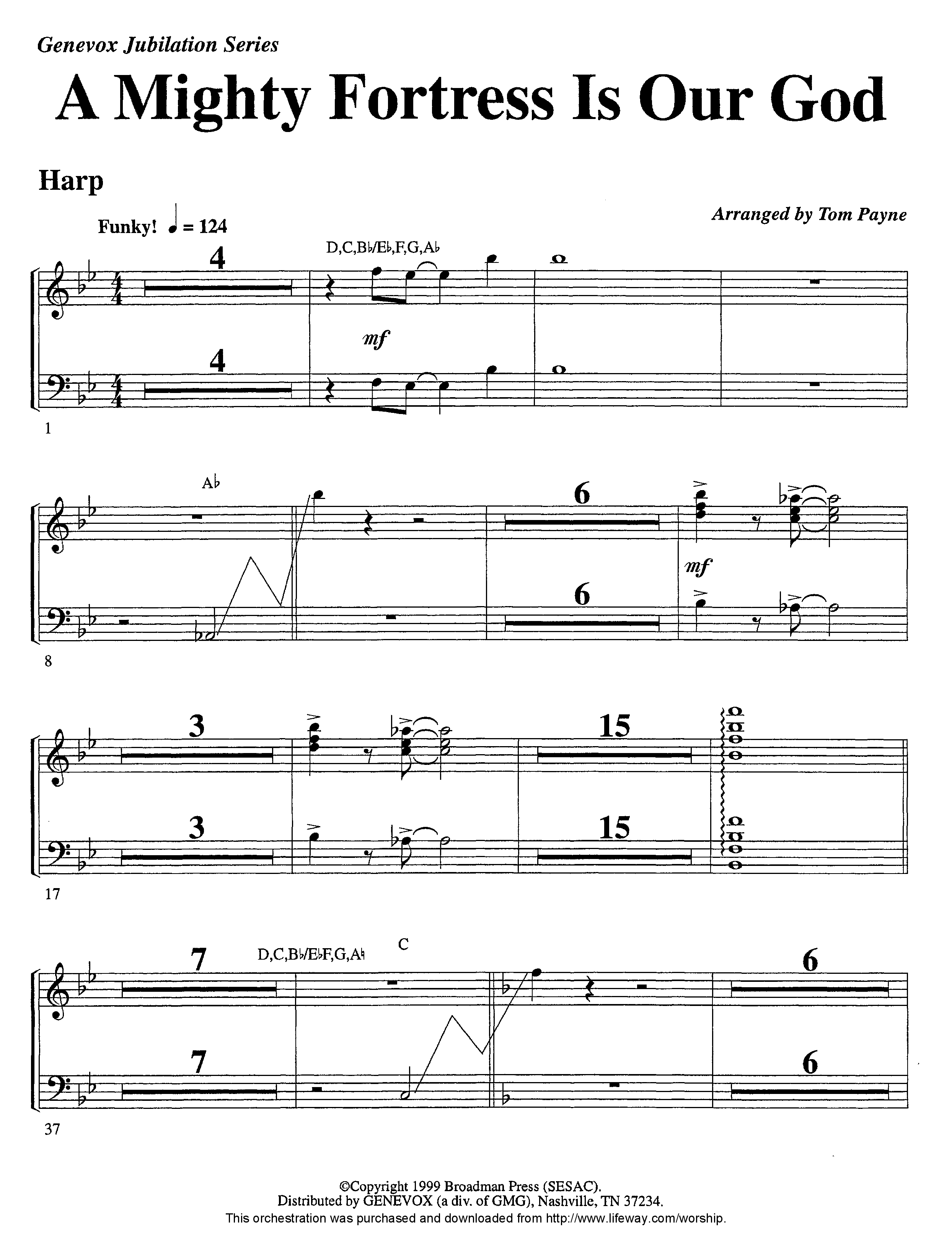 A Mighty Fortress Is Our God (Instrumental) Harp (Lifeway Worship / Arr. Tom Payne / Arr. Jeff Cranfill)