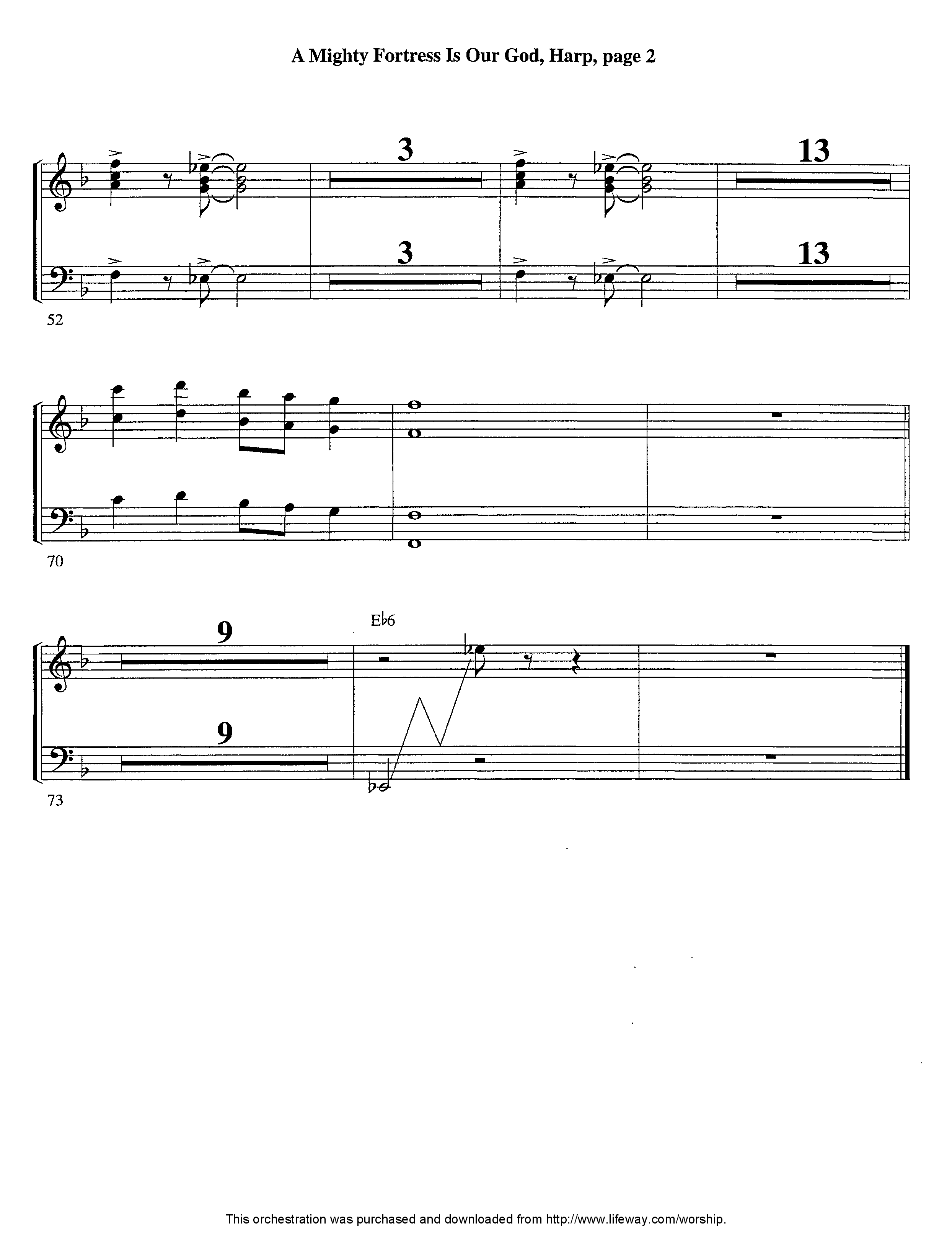 A Mighty Fortress Is Our God (Instrumental) Harp (Lifeway Worship / Arr. Tom Payne / Arr. Jeff Cranfill)