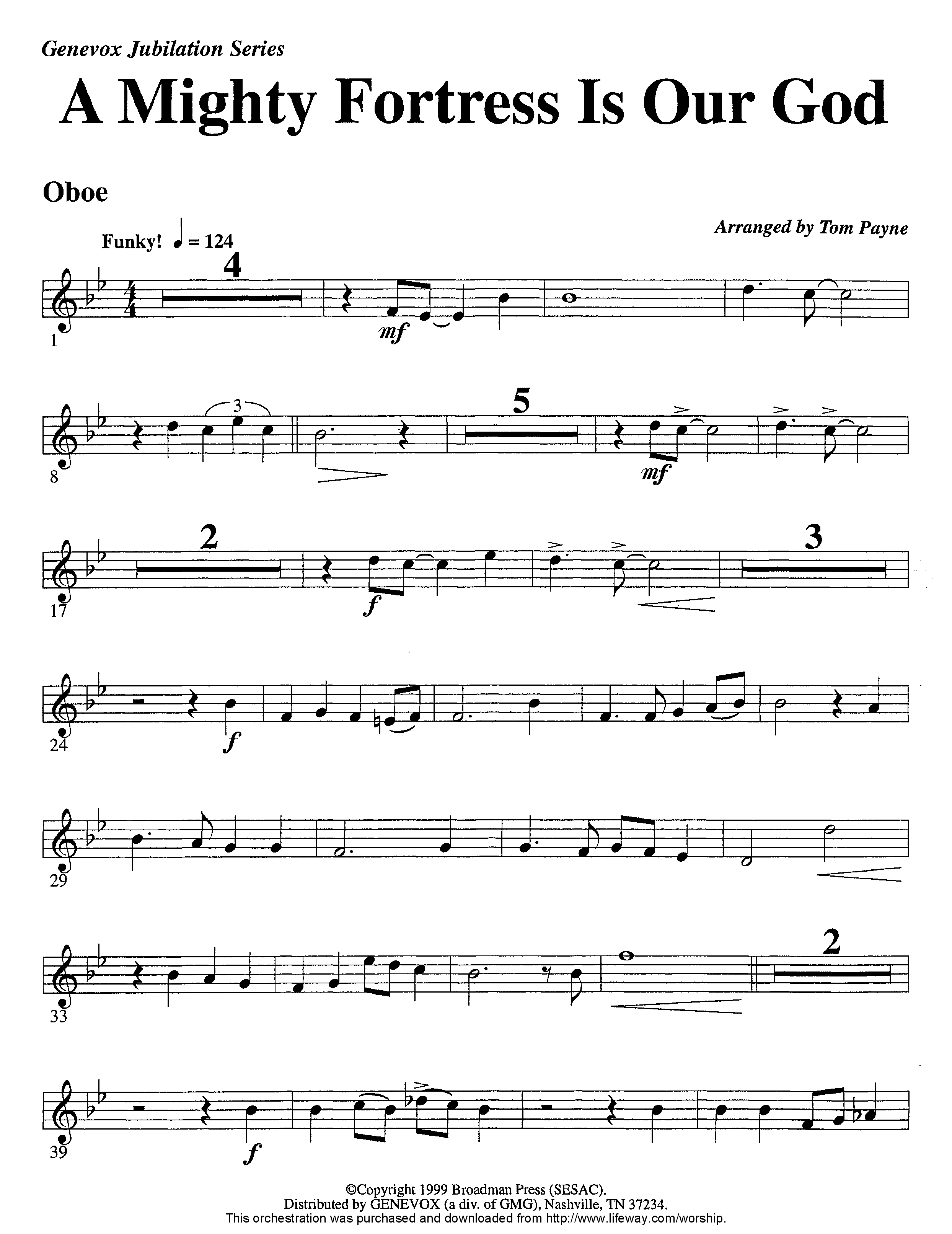 A Mighty Fortress Is Our God (Instrumental) Oboe (Lifeway Worship / Arr. Tom Payne / Arr. Jeff Cranfill)