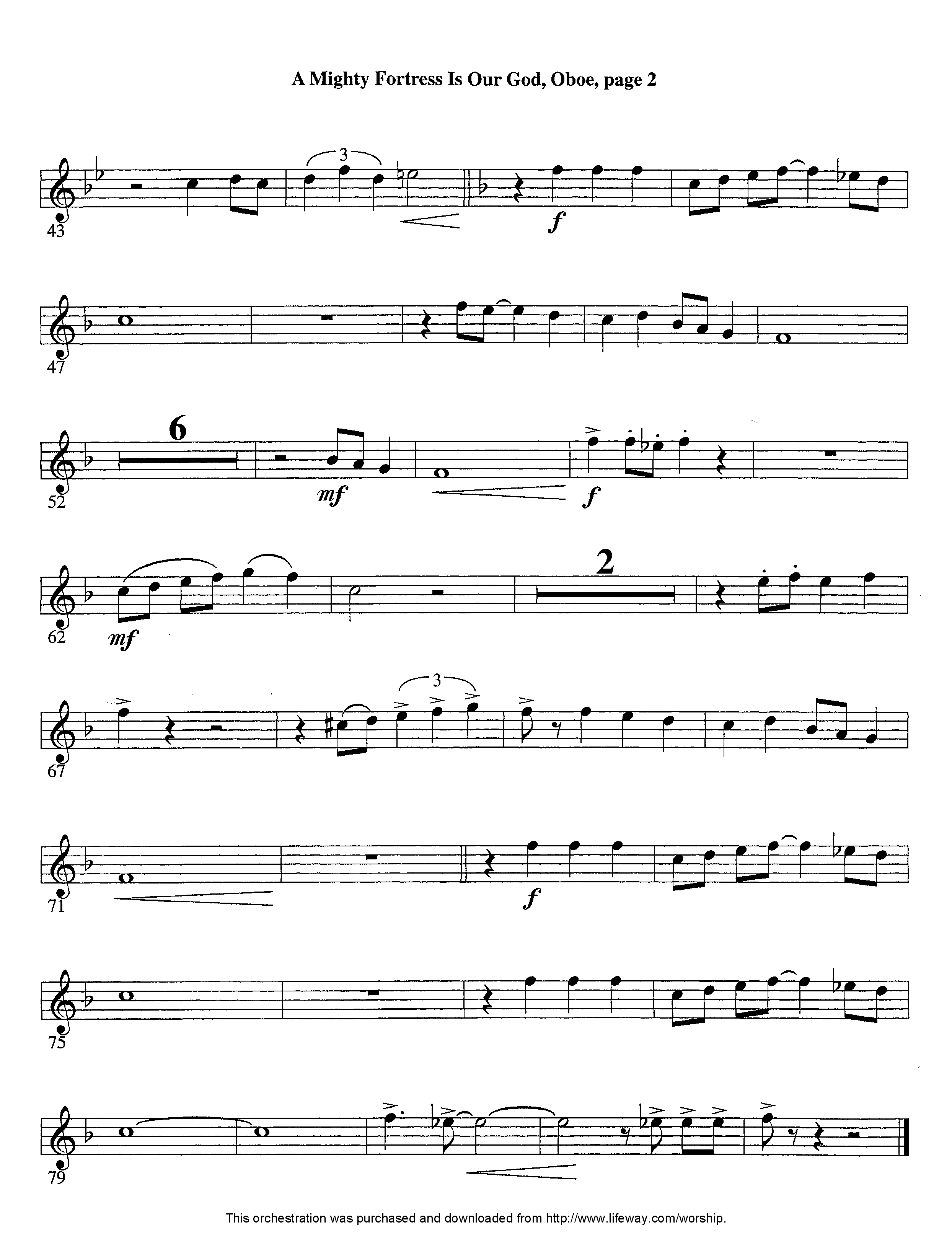 A Mighty Fortress Is Our God (Instrumental) Oboe (Lifeway Worship / Arr. Tom Payne / Arr. Jeff Cranfill)