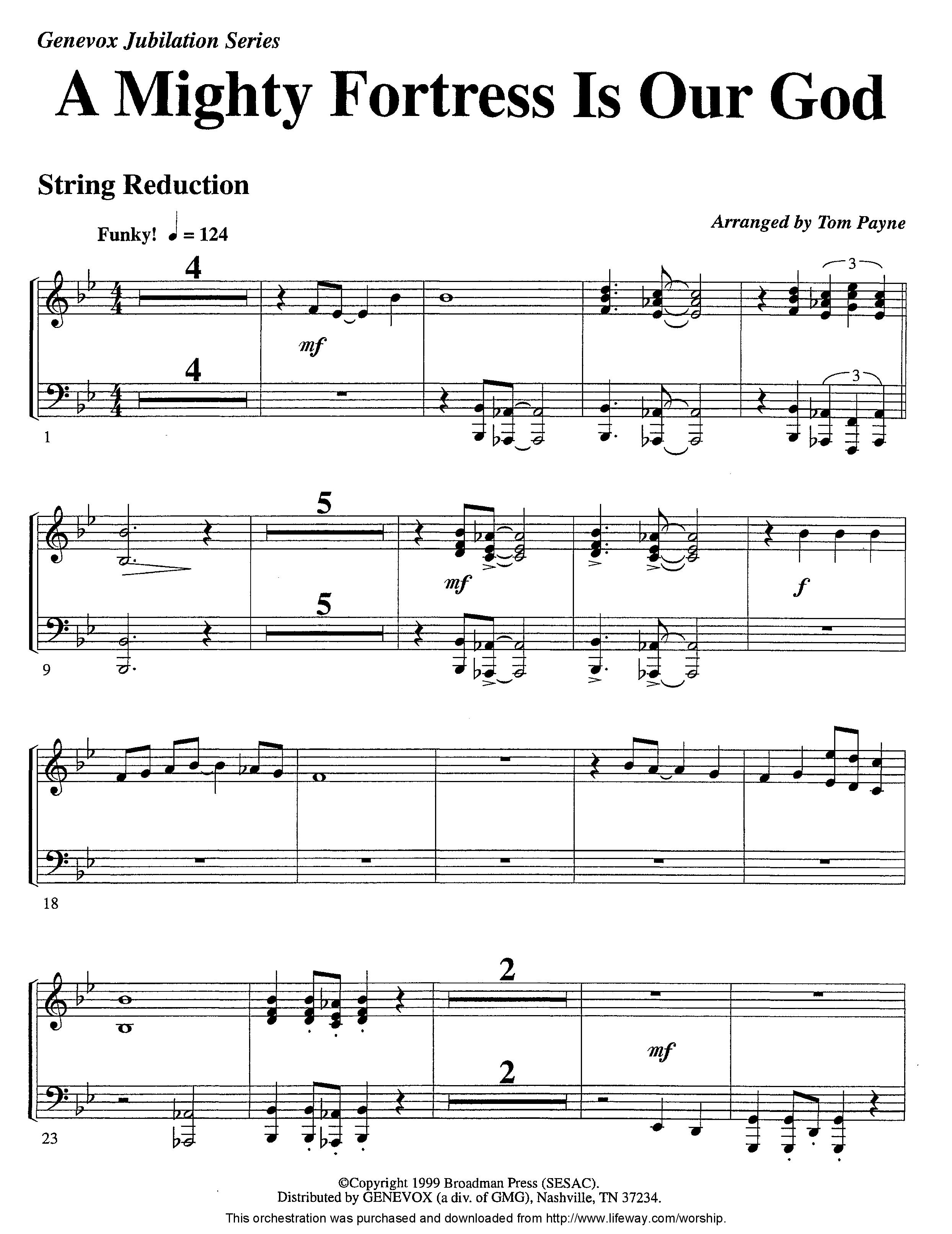 A Mighty Fortress Is Our God (Instrumental) String Reduction (Lifeway Worship / Arr. Tom Payne / Arr. Jeff Cranfill)