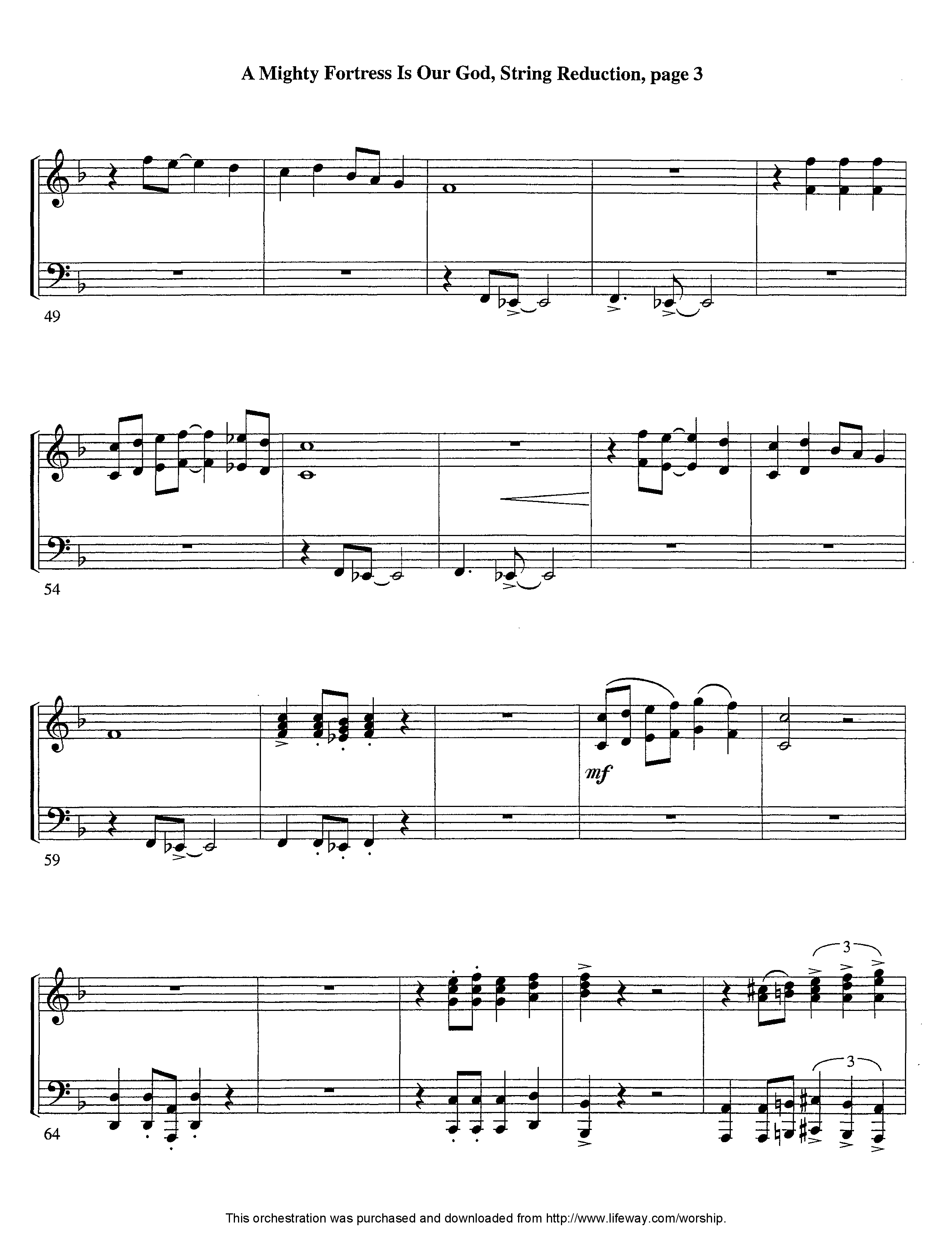 A Mighty Fortress Is Our God (Instrumental) String Reduction (Lifeway Worship / Arr. Tom Payne / Arr. Jeff Cranfill)