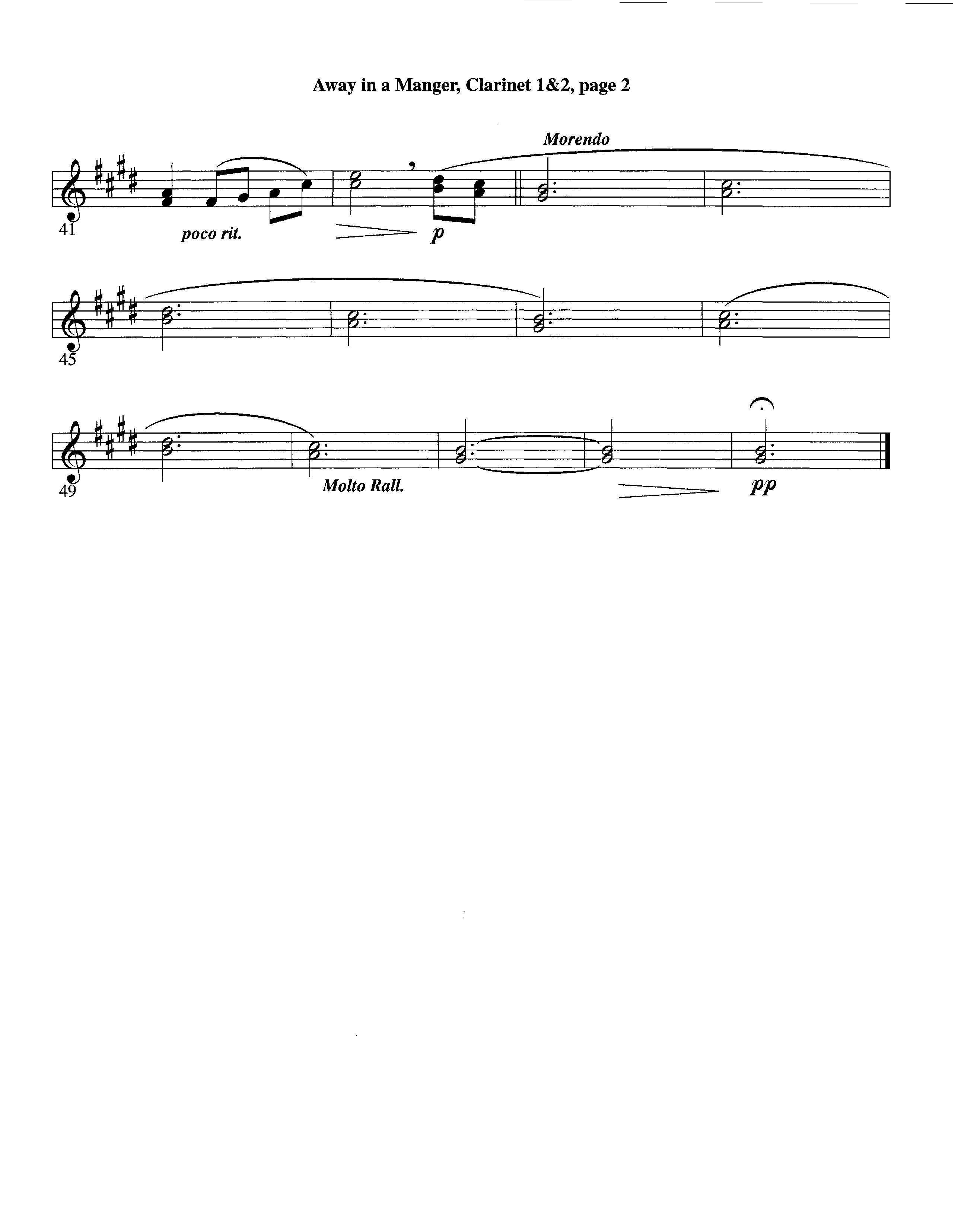 Away In A Manger (Instrumental) Clarinet 1/2 (Lifeway Worship / Arr. Ed Hogan)