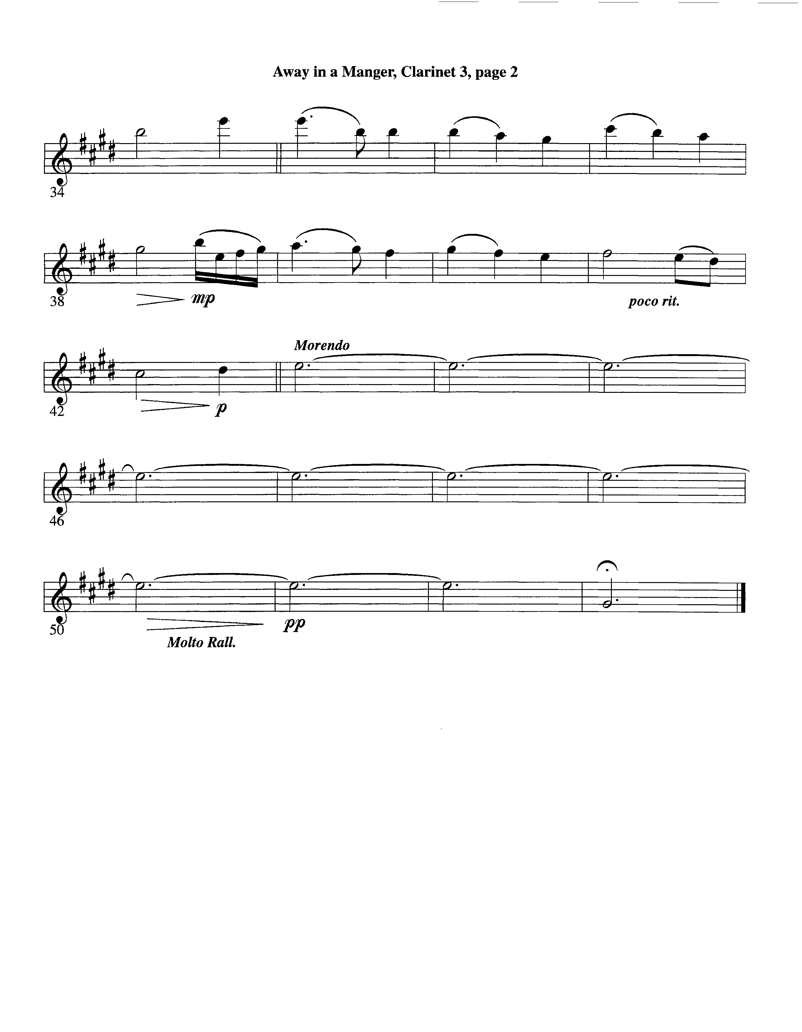 Away In A Manger (Instrumental) Clarinet 3 (Lifeway Worship / Arr. Ed Hogan)