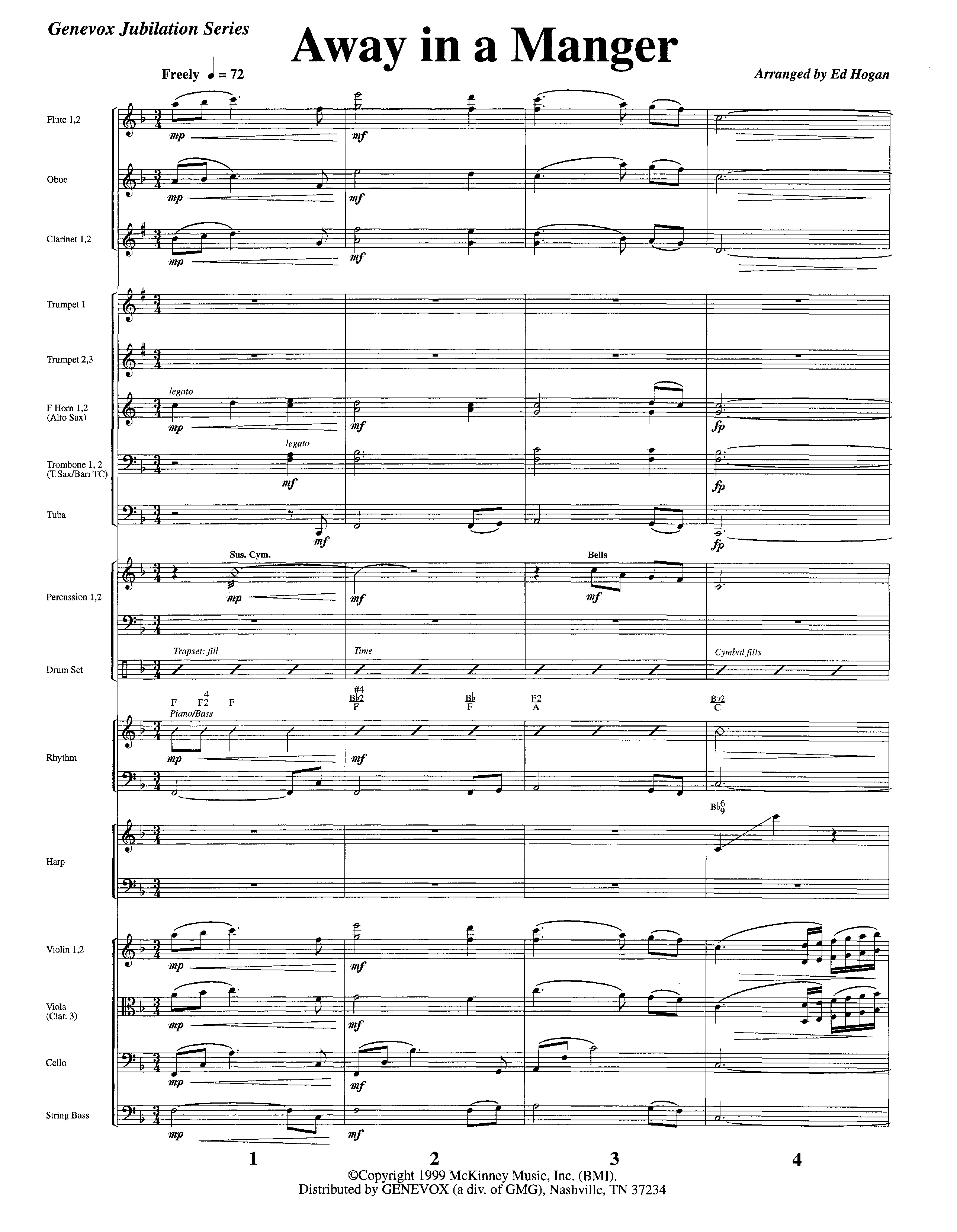 Away In A Manger (Instrumental) Conductor's Score (Lifeway Worship / Arr. Ed Hogan)