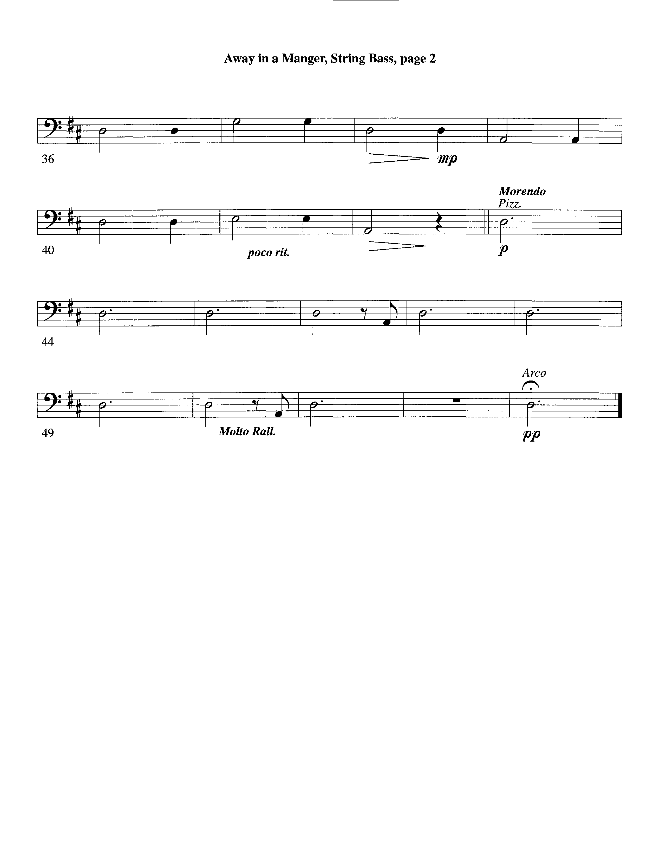 Away In A Manger (Instrumental) Double Bass (Lifeway Worship / Arr. Ed Hogan)