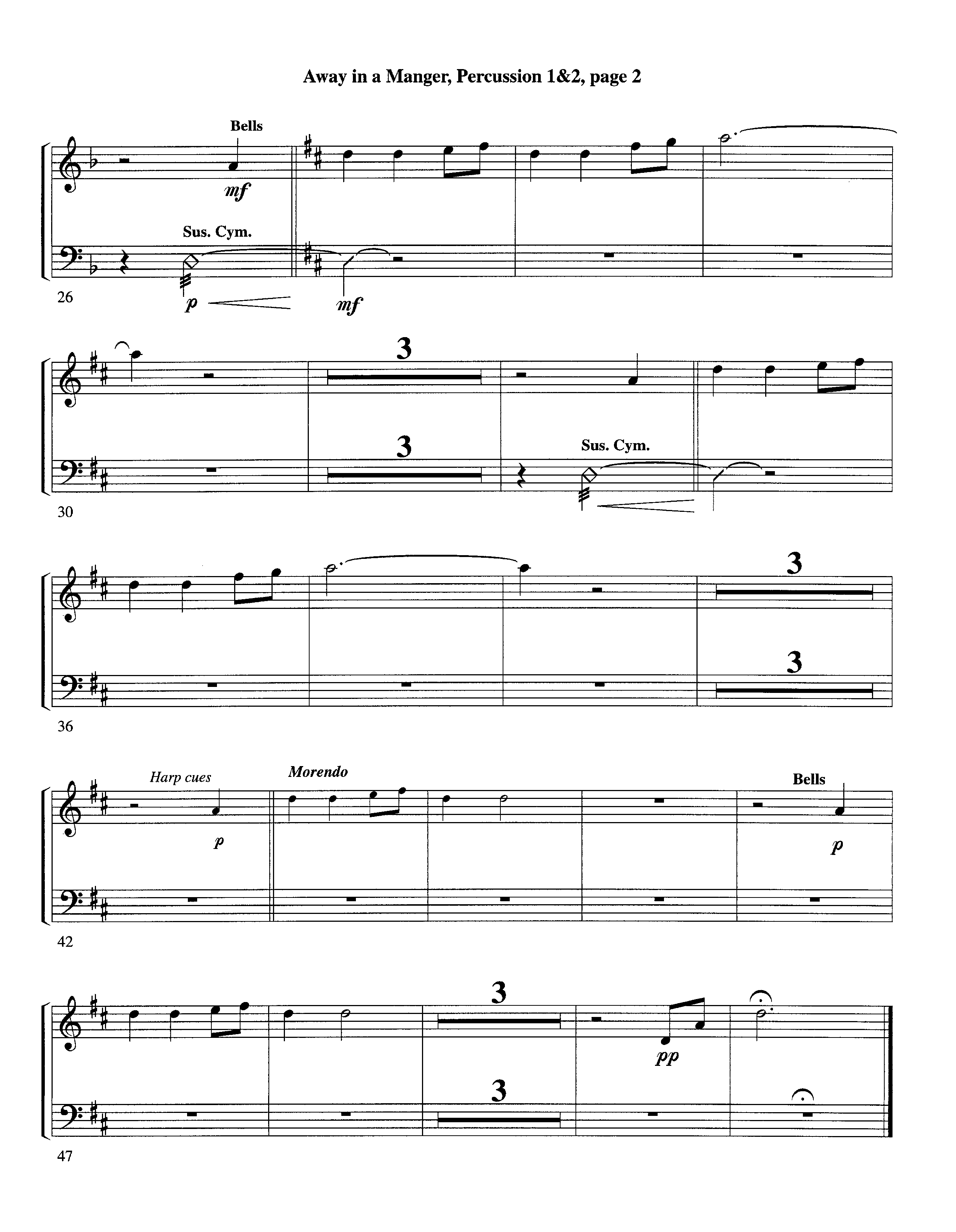 Away In A Manger (Instrumental) Percussion 1/2 (Lifeway Worship / Arr. Ed Hogan)