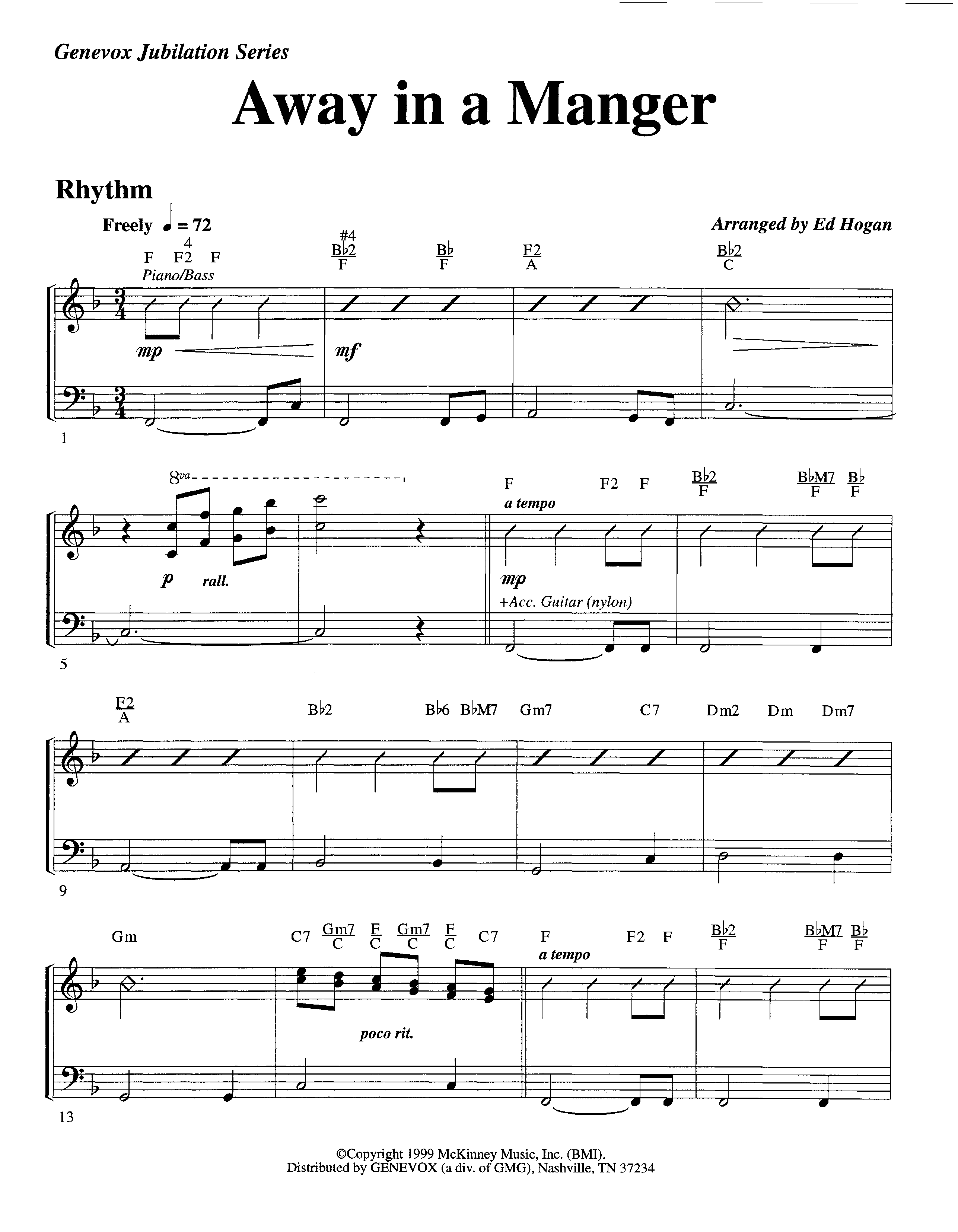 Away In A Manger (Instrumental) Piano/Rhythm (Lifeway Worship / Arr. Ed Hogan)