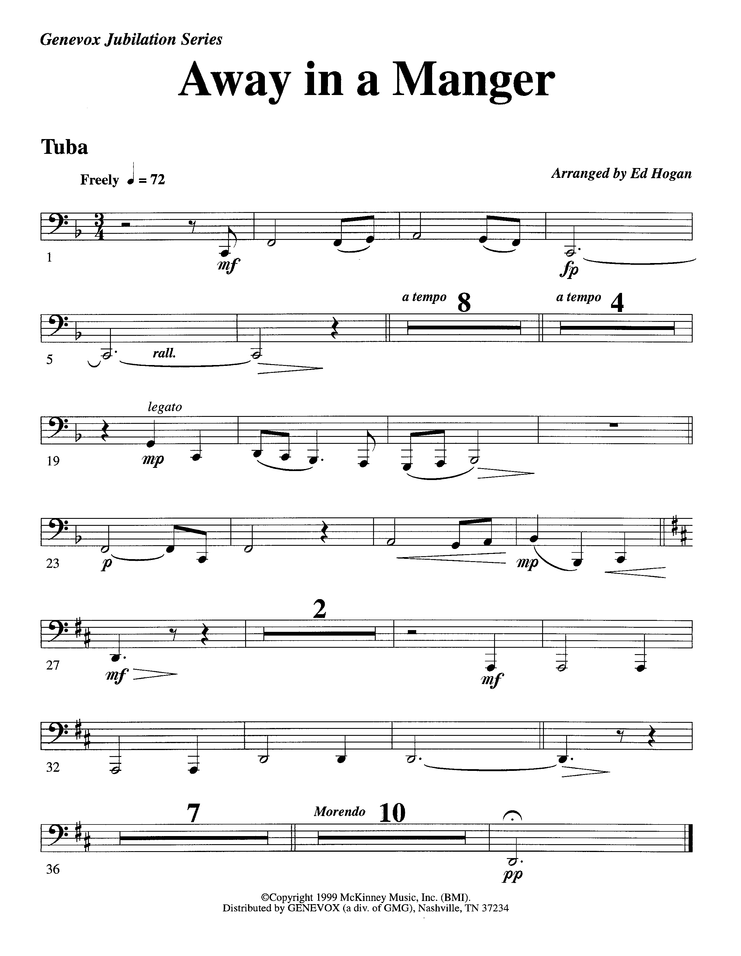 Away In A Manger (Instrumental) Tuba (Lifeway Worship / Arr. Ed Hogan)