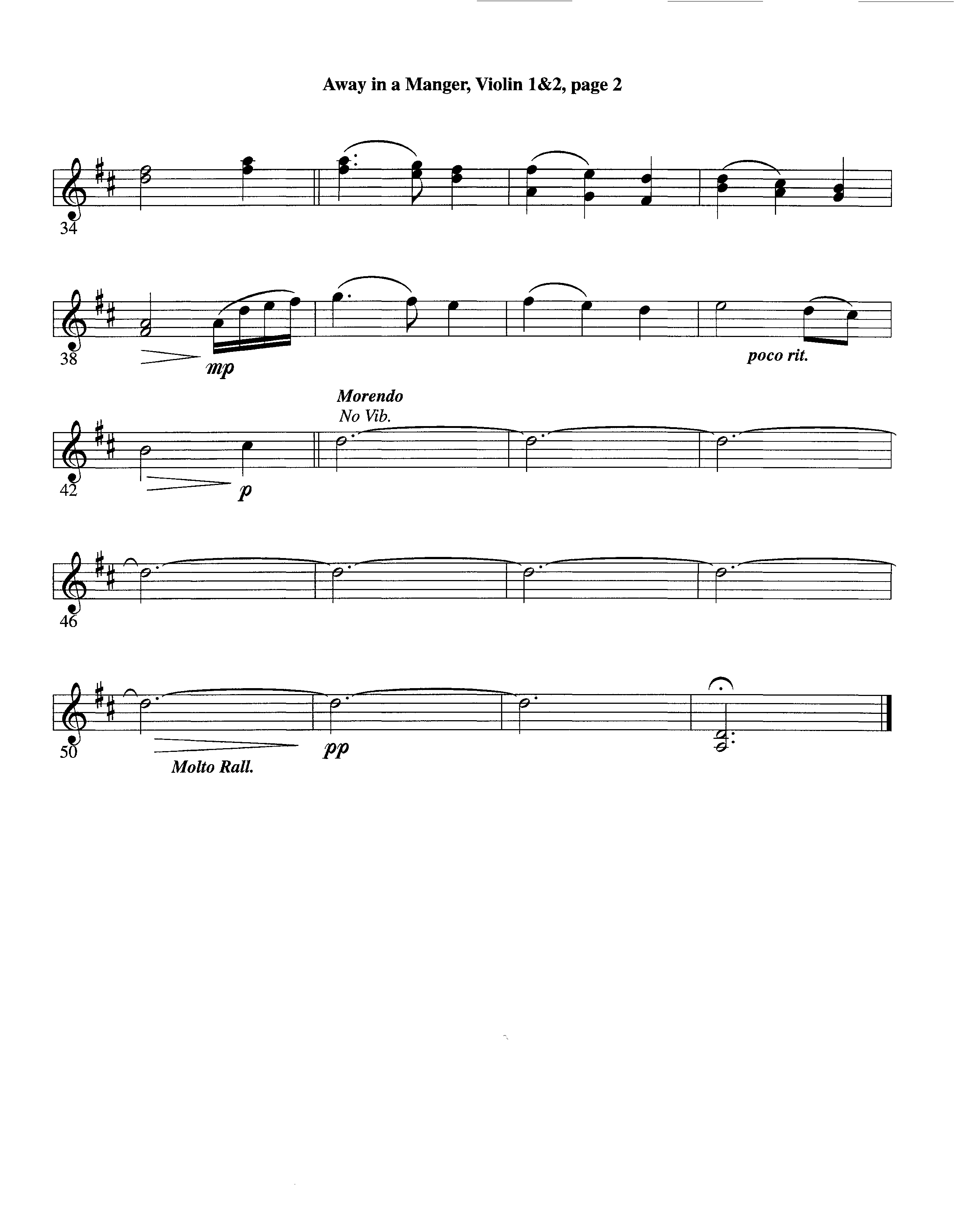 Away In A Manger (Instrumental) Violin 1/2 (Lifeway Worship / Arr. Ed Hogan)