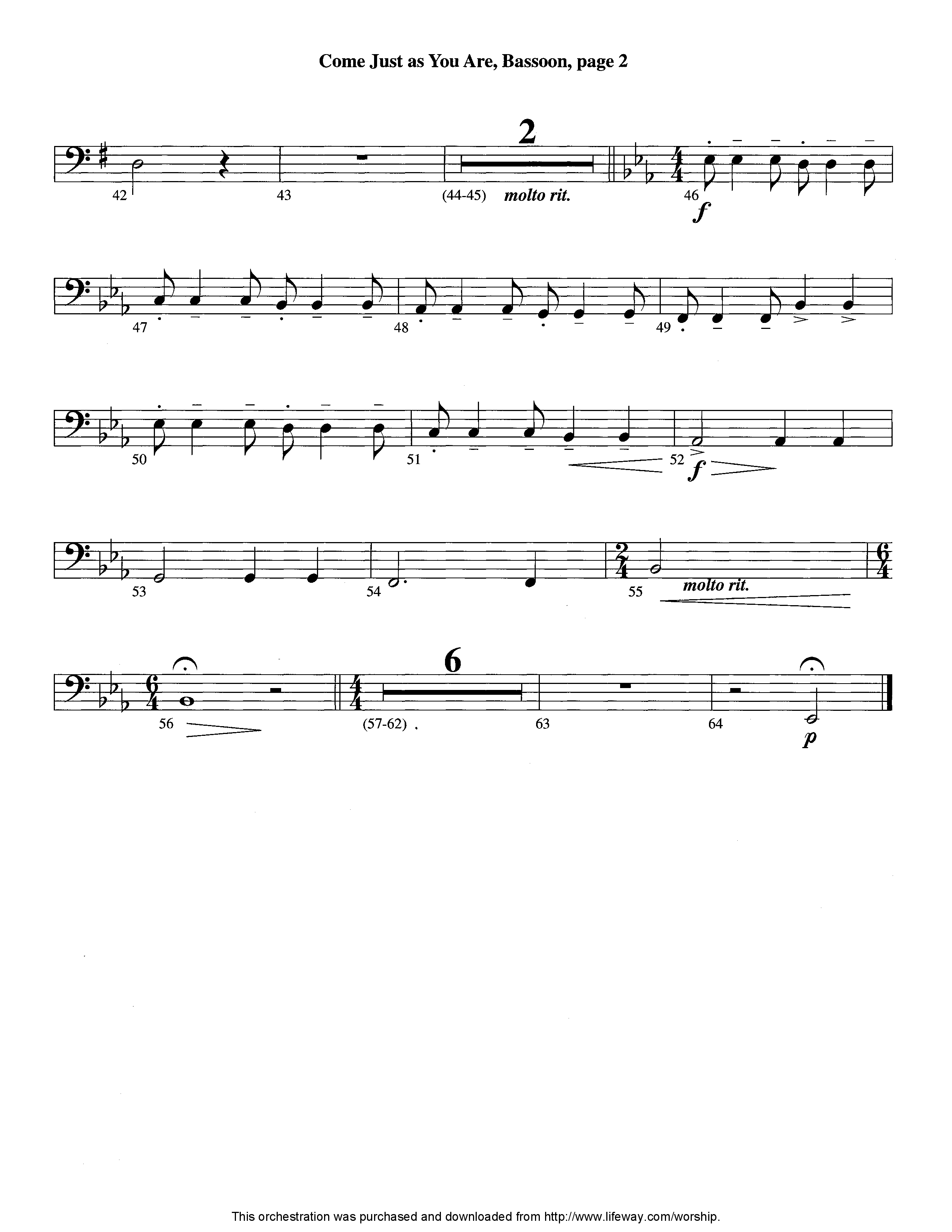 Come Just As You Are (with Just As I Am) (Instrumental) Bassoon (Lifeway Worship / Arr. David Shipps)