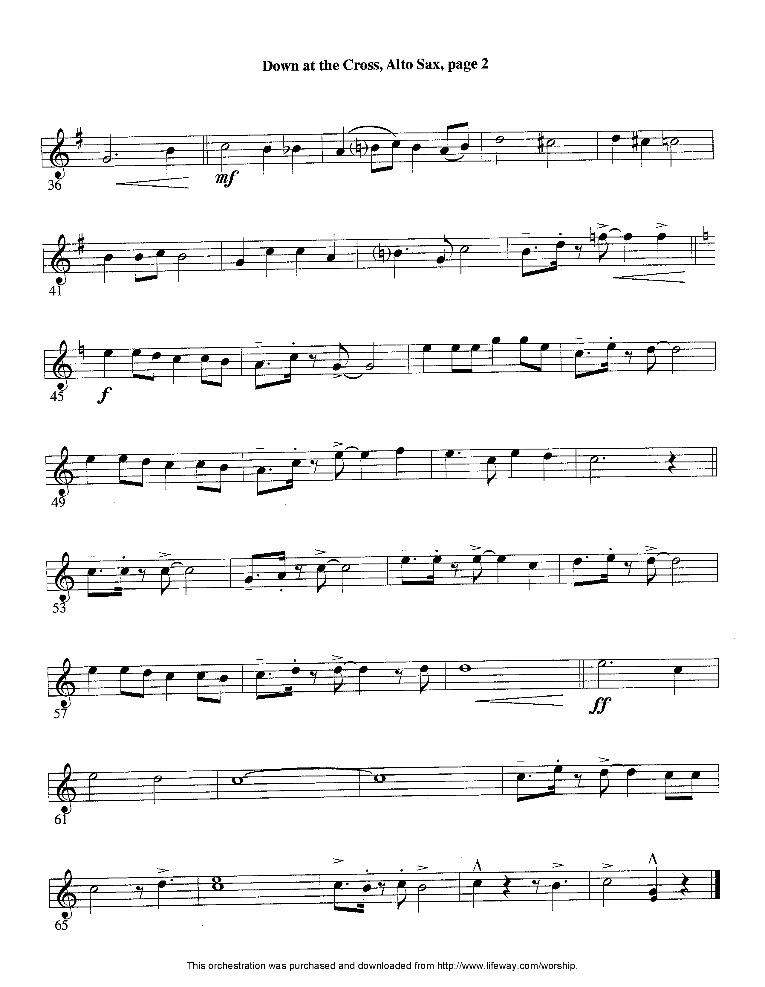 Down At The Cross (Instrumental) Alto Sax (Lifeway Worship / Arr. Ed Hogan)