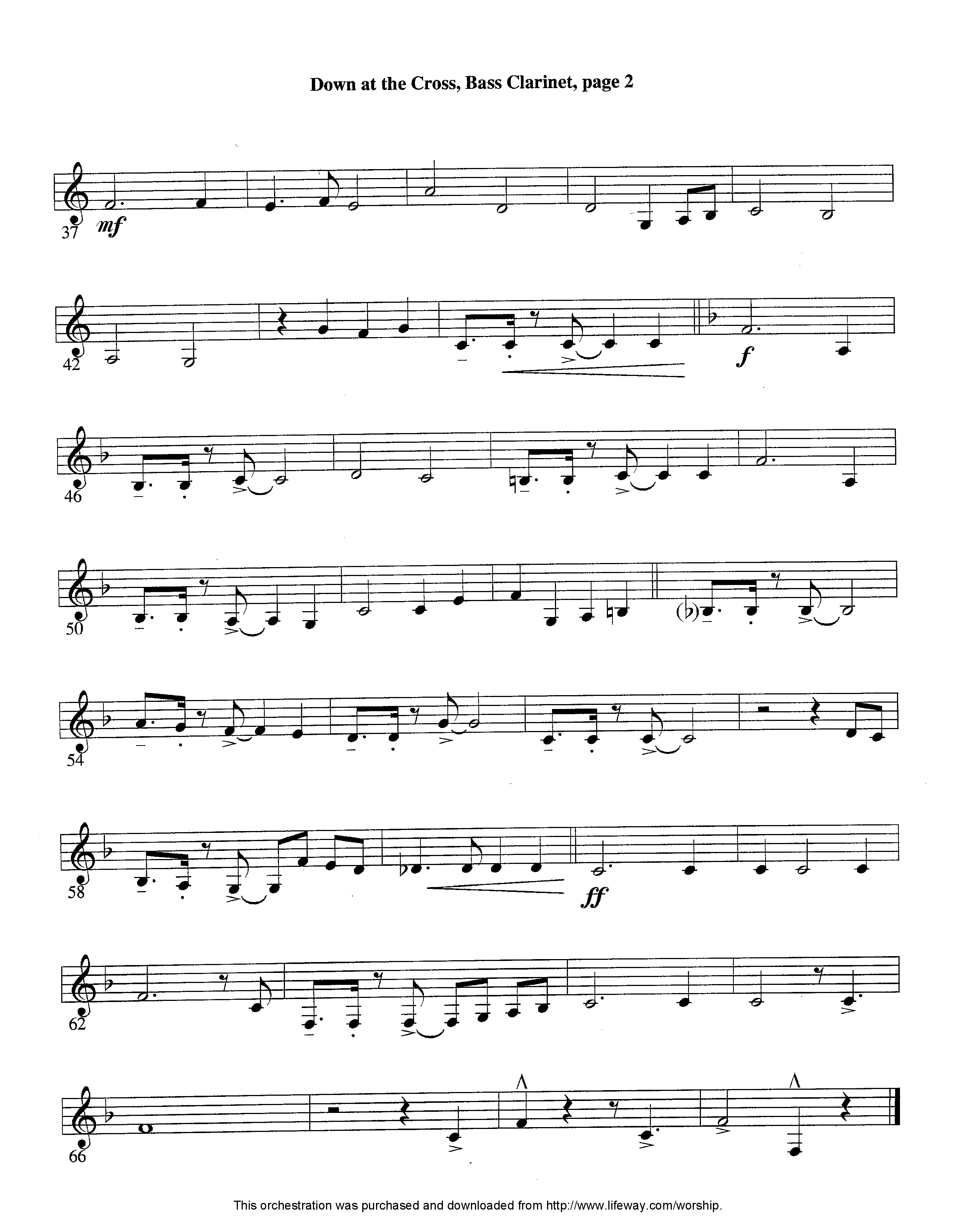 Down At The Cross (Instrumental) Bass Clarinet (Lifeway Worship / Arr. Ed Hogan)