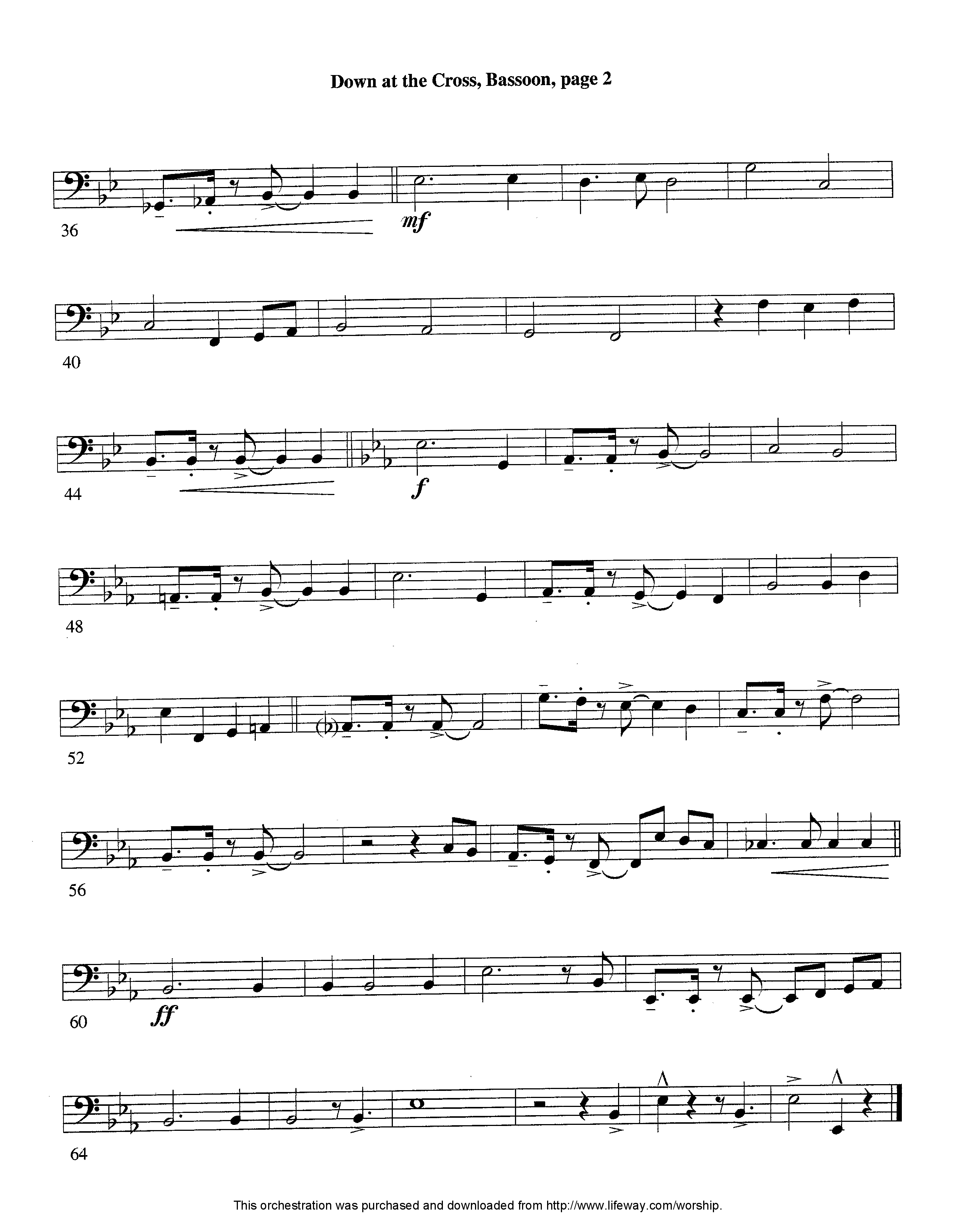 Down At The Cross (Instrumental) Bassoon (Lifeway Worship / Arr. Ed Hogan)