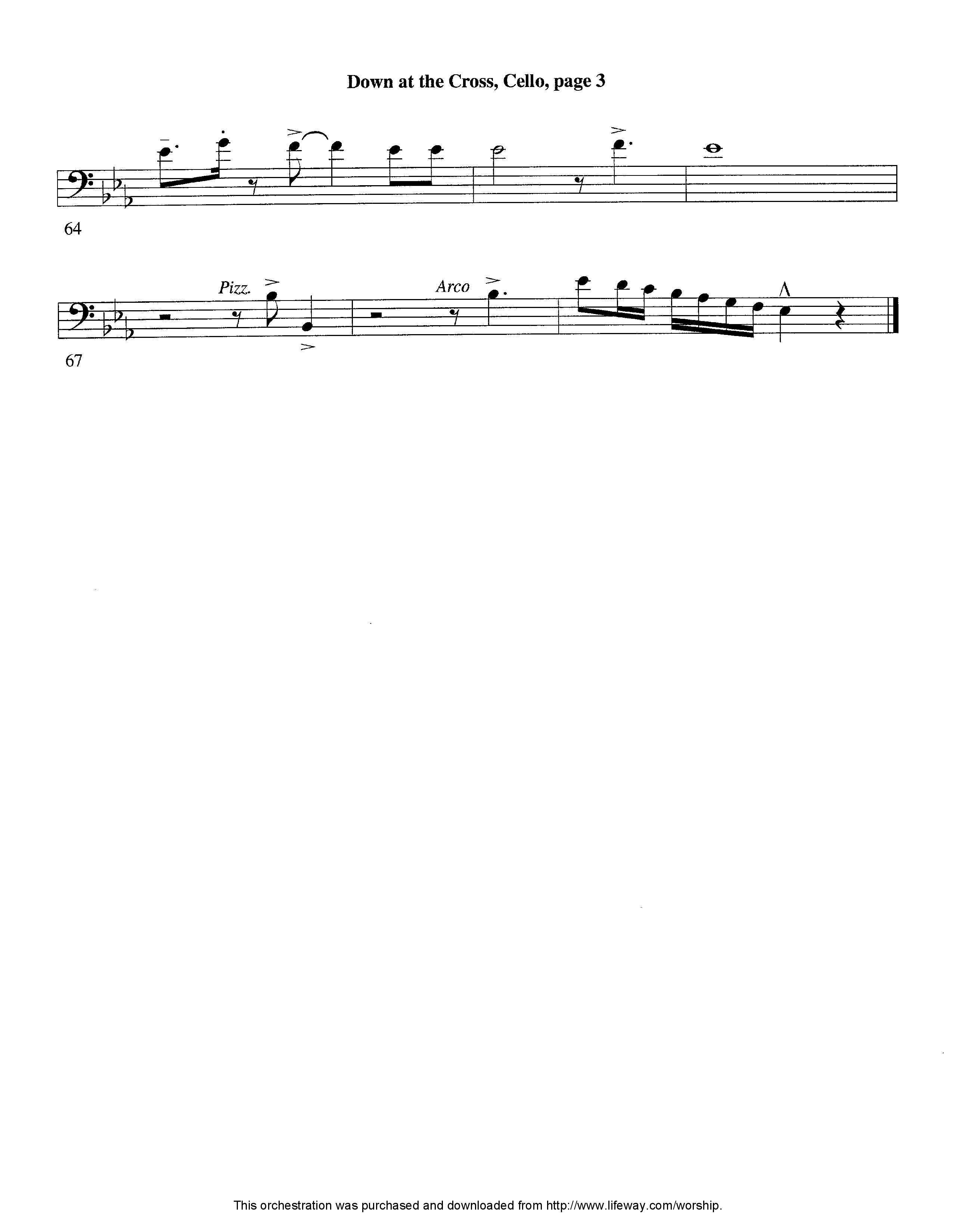 Down At The Cross (Instrumental) Cello (Lifeway Worship / Arr. Ed Hogan)
