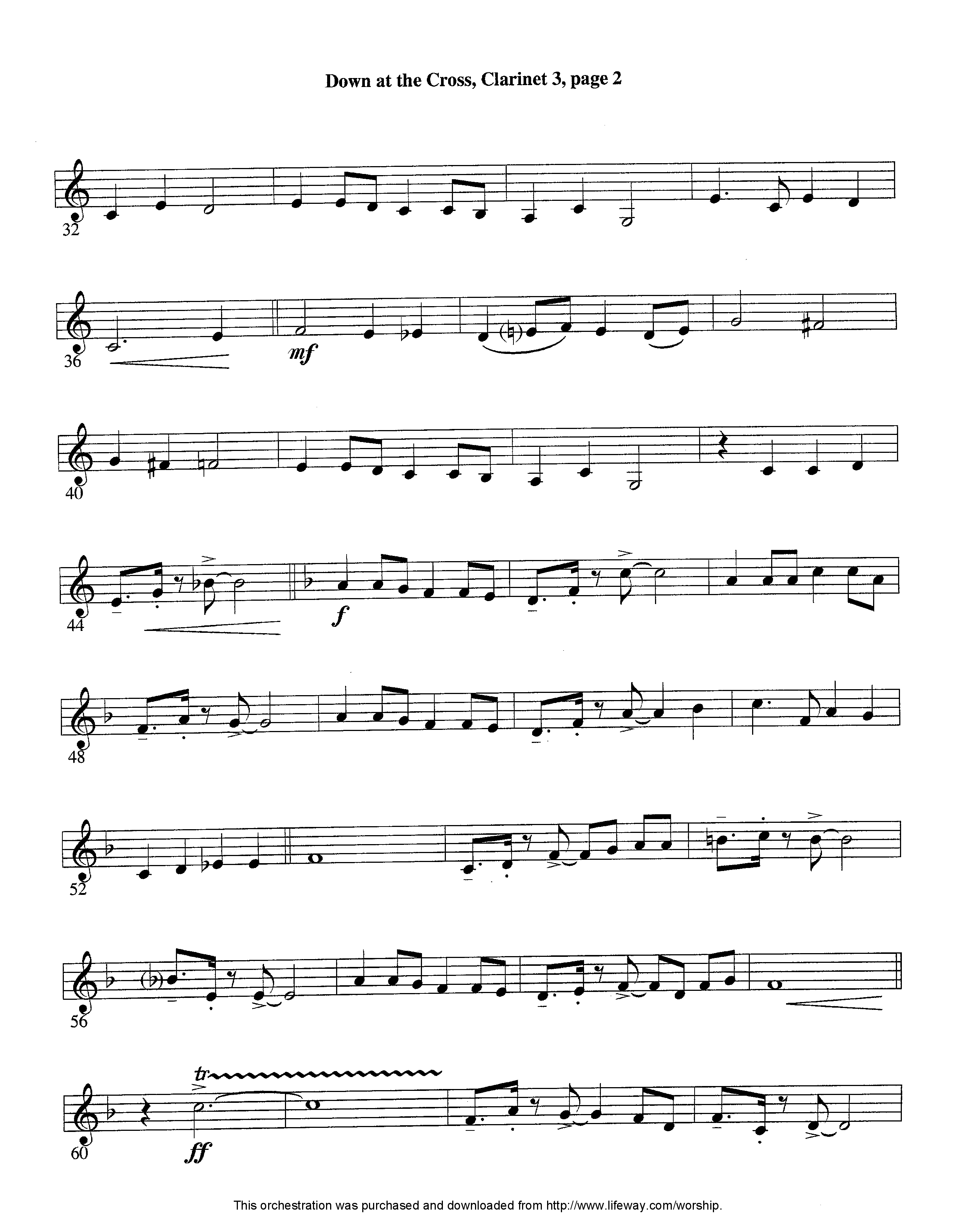 Down At The Cross (Instrumental) Clarinet 3 (Lifeway Worship / Arr. Ed Hogan)