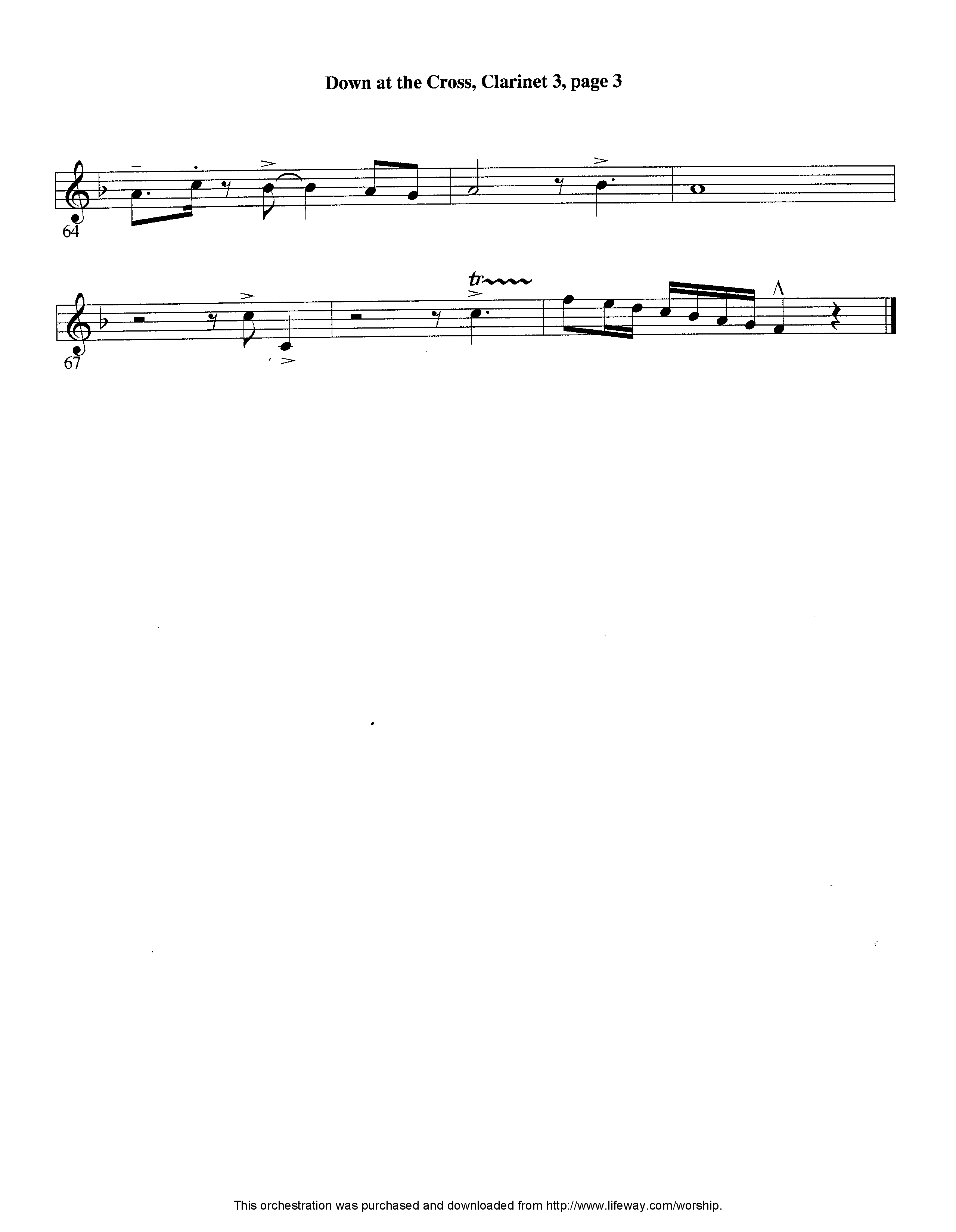 Down At The Cross (Instrumental) Clarinet 3 (Lifeway Worship / Arr. Ed Hogan)
