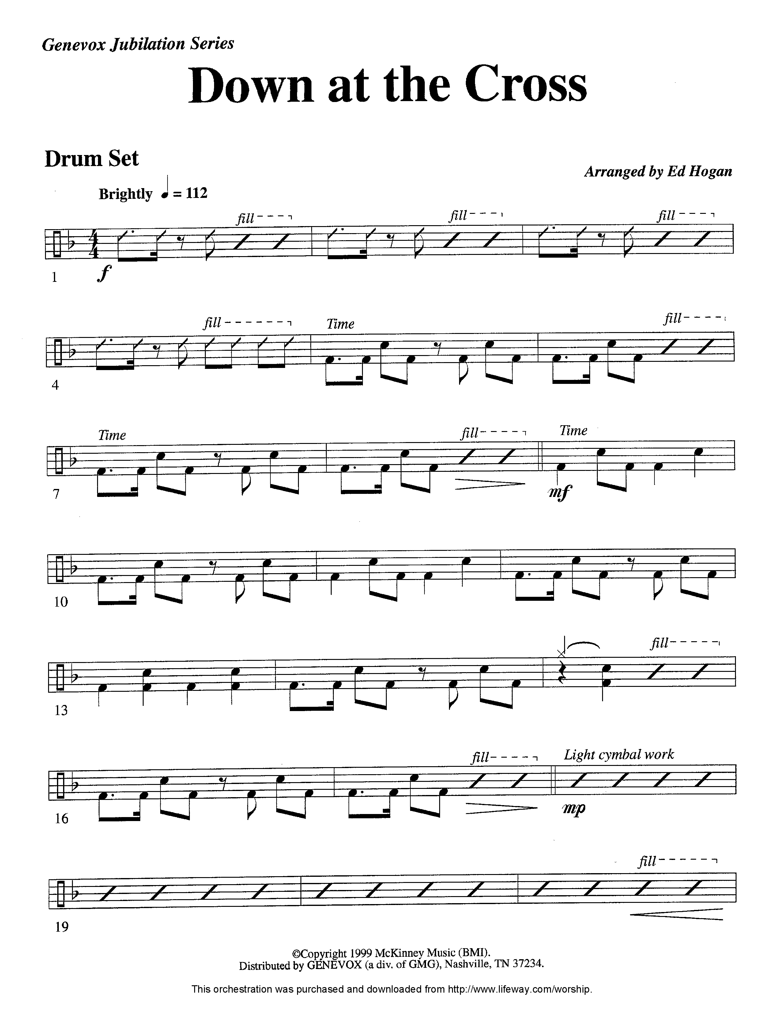 Down At The Cross (Instrumental) Drum Set (Lifeway Worship / Arr. Ed Hogan)